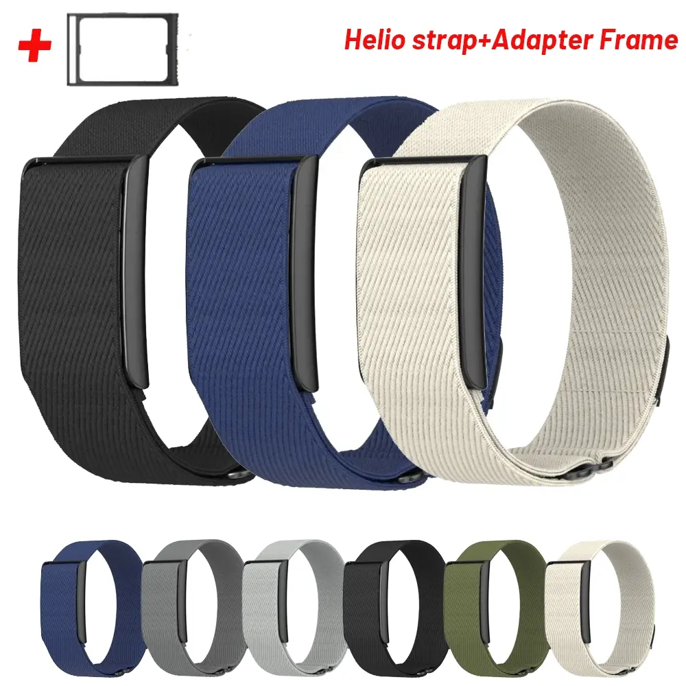 Nylon Loop Band+Adapter Frame for Amazfit Helio Strap Adjustable Stretchy Sport Correa Helios Strap Amazfit Brecelet Cinturino Smartwatch Replacement Straps Accessories
