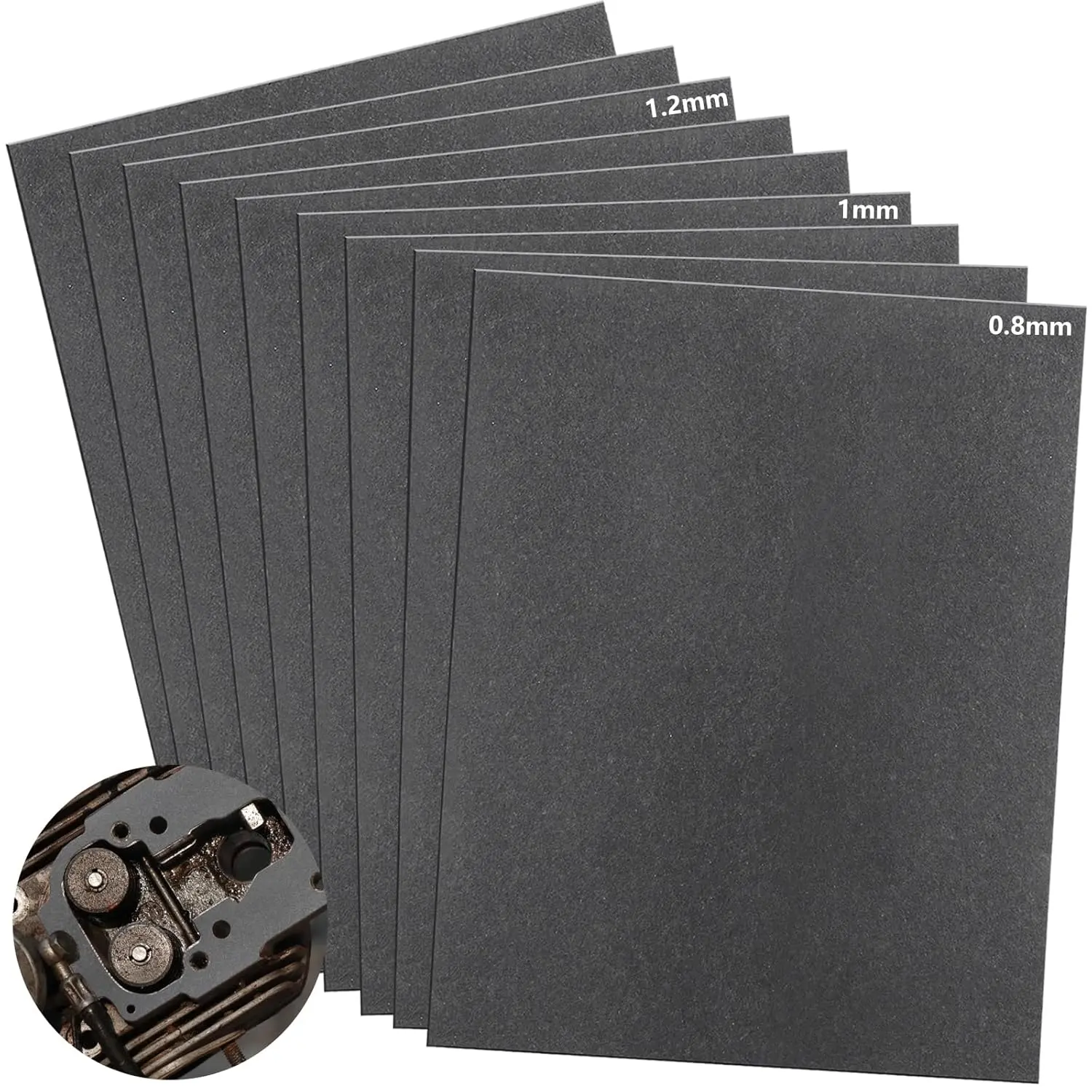 9 Pcs Non Asbestos Gaskets Materials, 15 x 11.8 Inches High Temperature Gasket Paper Sheet for DIY Exhaust Gasket Maker, Engine Gaskets, Gasoline Diesel Oil Rebuild Sealing, 0.8mm/1mm/1.2mm