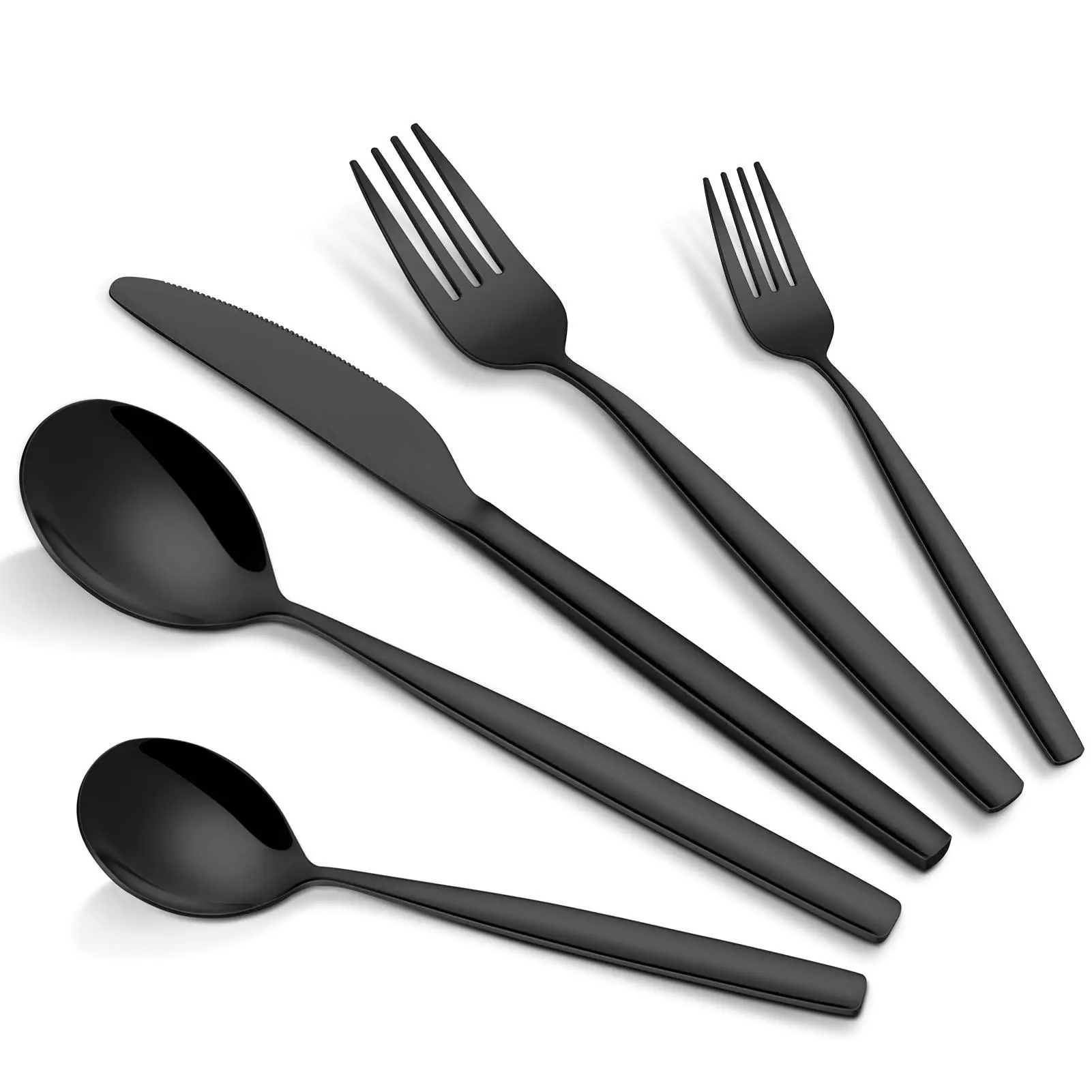GARVEE Classic Dinnerware Set, 30-Piece Stainless Steel Cutlery Set, Ideal for Home Kitchens, Hotels, and Restaurants, Serves 6 People (Black)