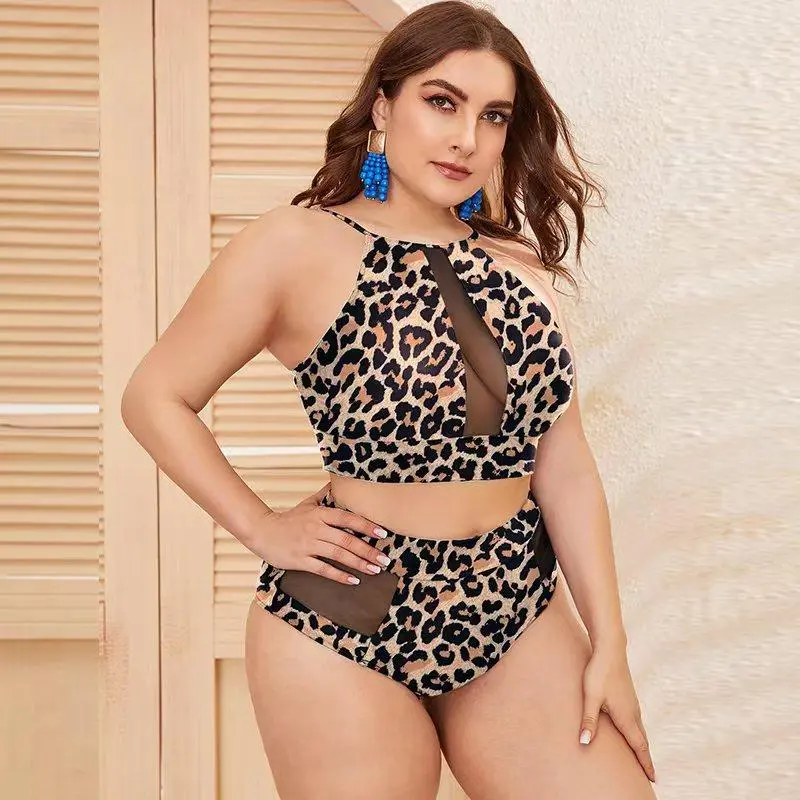 New Big Size Bikini Set Push Up High Waist Women Swimsuit Summer Beach Wear Plus Size Swimwear Mesh Black Bathing Suit 4XL