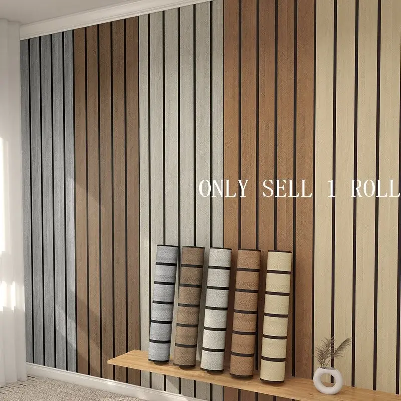 15.75in*118.11in Striped Wood Grain Wallpaper 1 Roll,  Self-Adhesive Wallpaper, Easy-to-peel and stick wood-grain decoration, Suitable for living Room, Bedroom, Office and Bar.