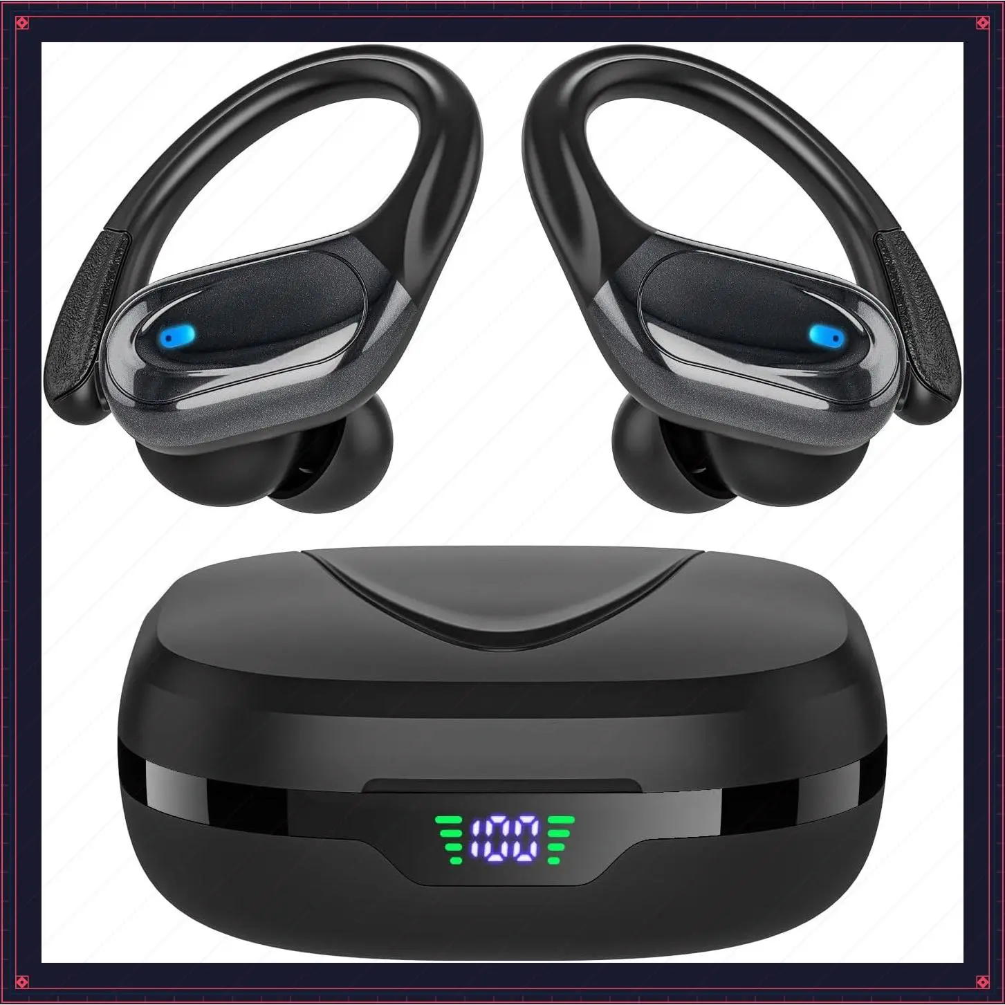 Wireless Earbuds Bluetooth Headphones with 80Hrs Playback, Power Display and Noise Canceling Mic for Sports Workout Running BlackGift