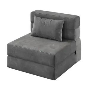 4-in-1 Folding Sofa Bed & Chair Bed – Convertible Sleeper, Fold Out Loveseat Sofa Couch with Pillow, Tufted Floor Lounge for Living Room, Bedroom, Guest Room