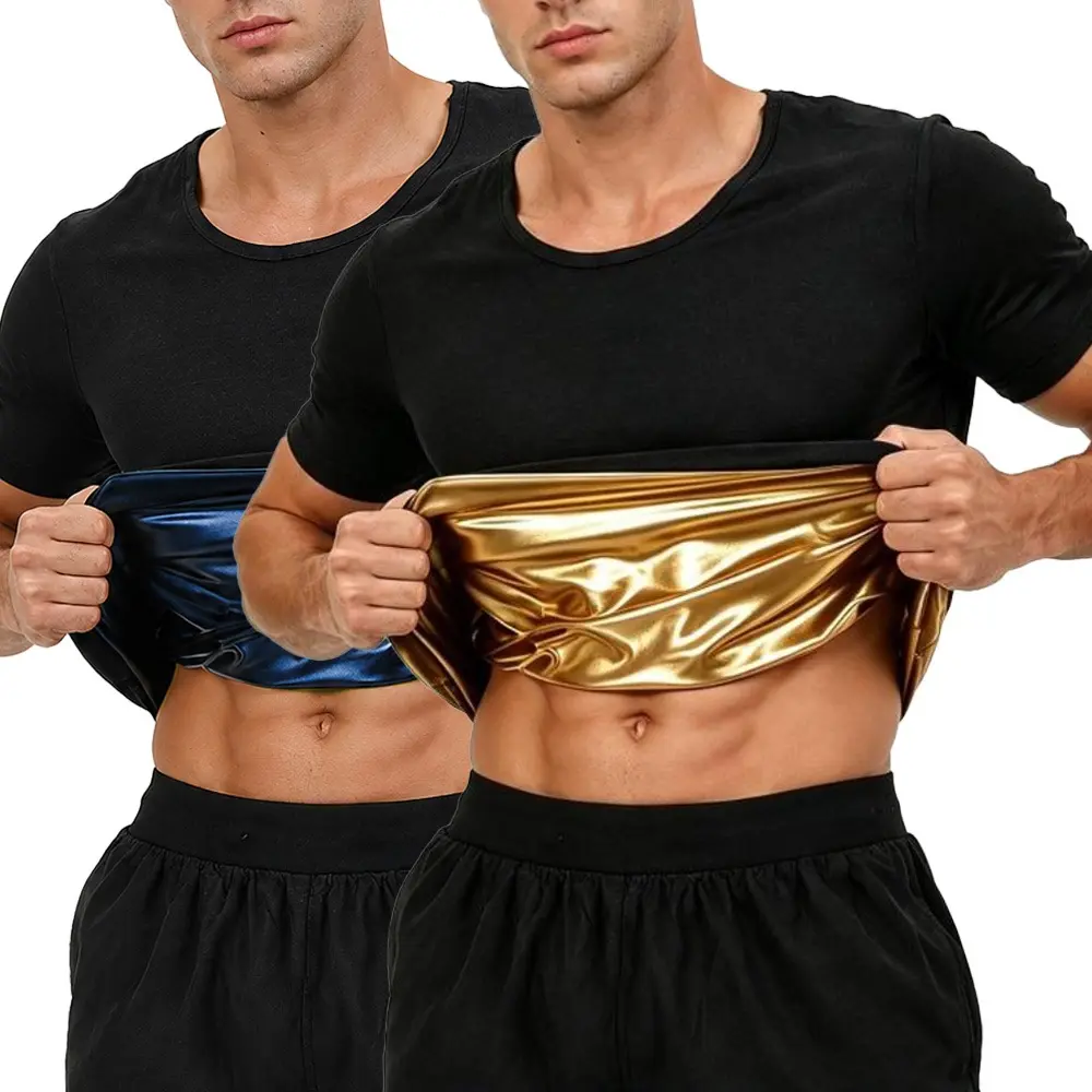 1/2PACK Sauna Shirt for Men Sweat Sauna Suit for Gym Exercise Compression Shirt Workout Shapewear