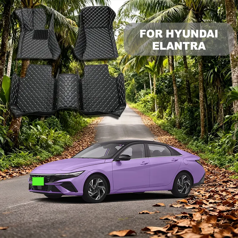 For 2004-2012 Hyundai Elantra Left wheel drive car floor mat, made of PU leather material and equipped with 360 degree high edge protection, with a non jamming throttle design, suitable for heavy weather, detachable and easy to clean, Car Mats