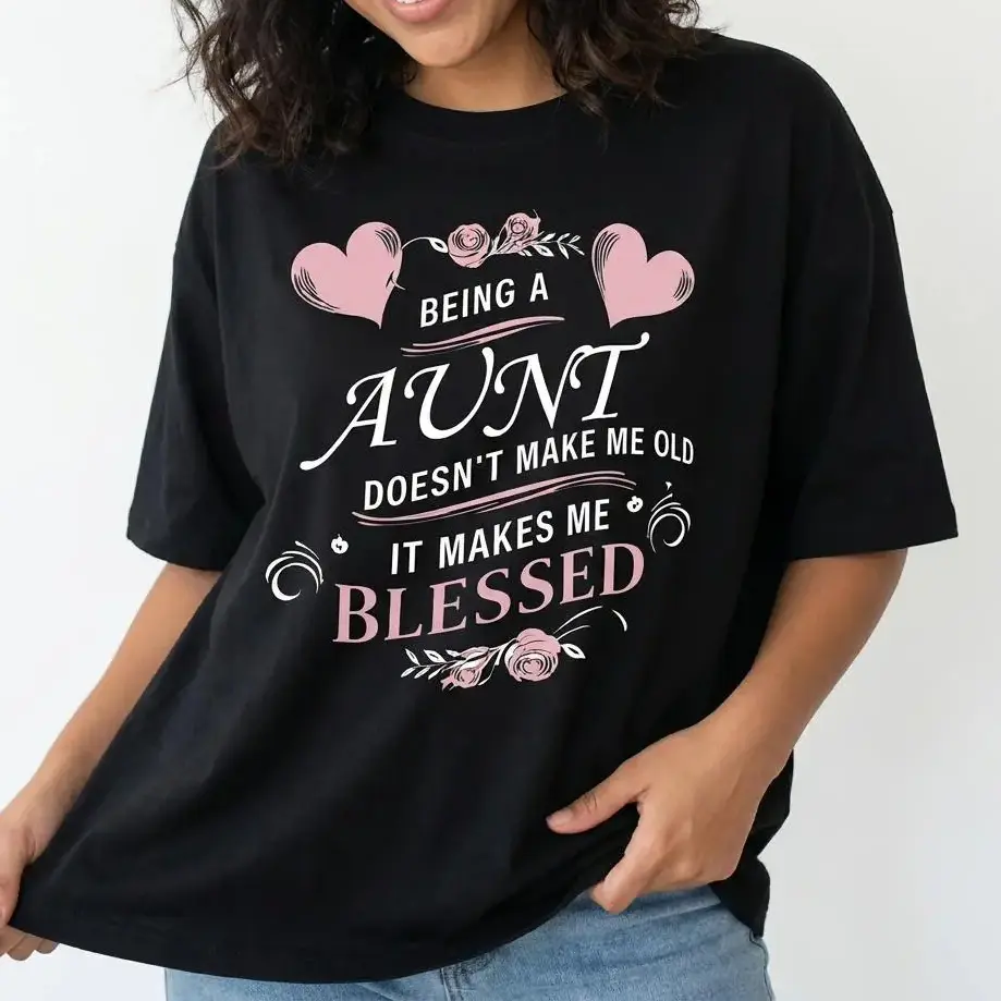 Blessed Aunt Shirt Women Plus Size Floral Graphic Tee Auntie Gift