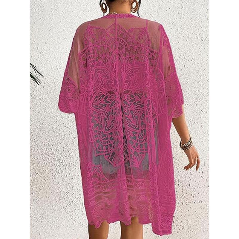 Women's Summer Long Flowy Kimono Cardigans Boho Chiffon Beach Cover Up Tops