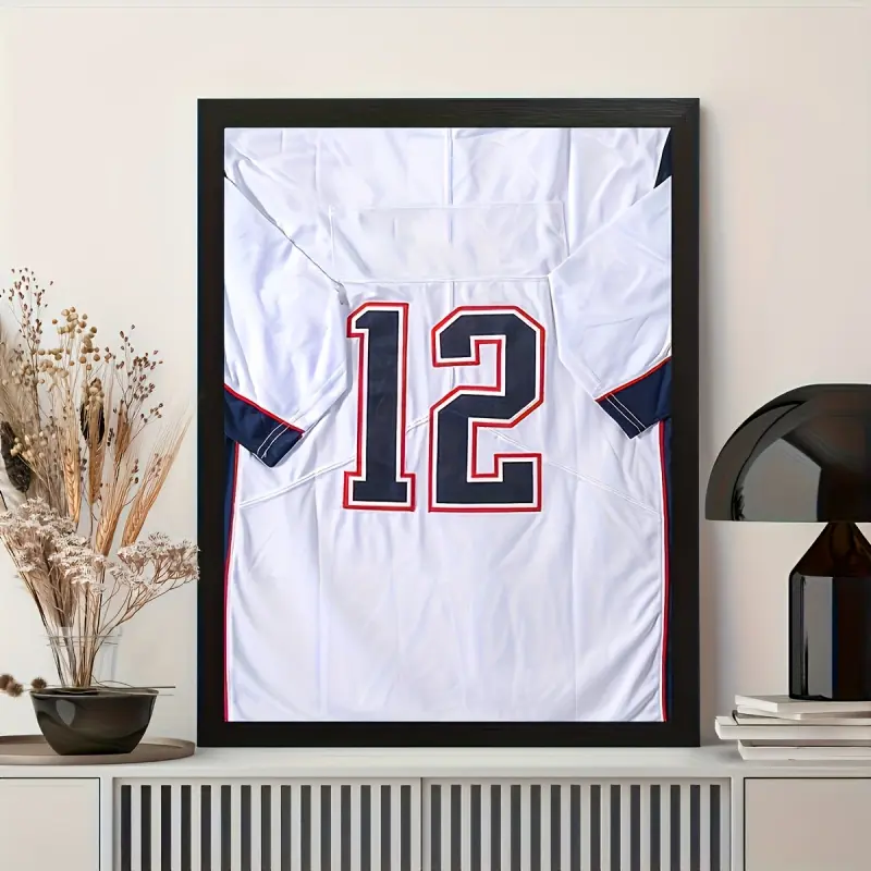 Black Modern Jersey Clothes Display Holder, Wall Hanging Hangable Storage Organizer, Fit Basketball Football Rugby Uniforms For Living Room Decor, Prevent Valuable Sport Souvenir From Dust Damage, Clothing Holder