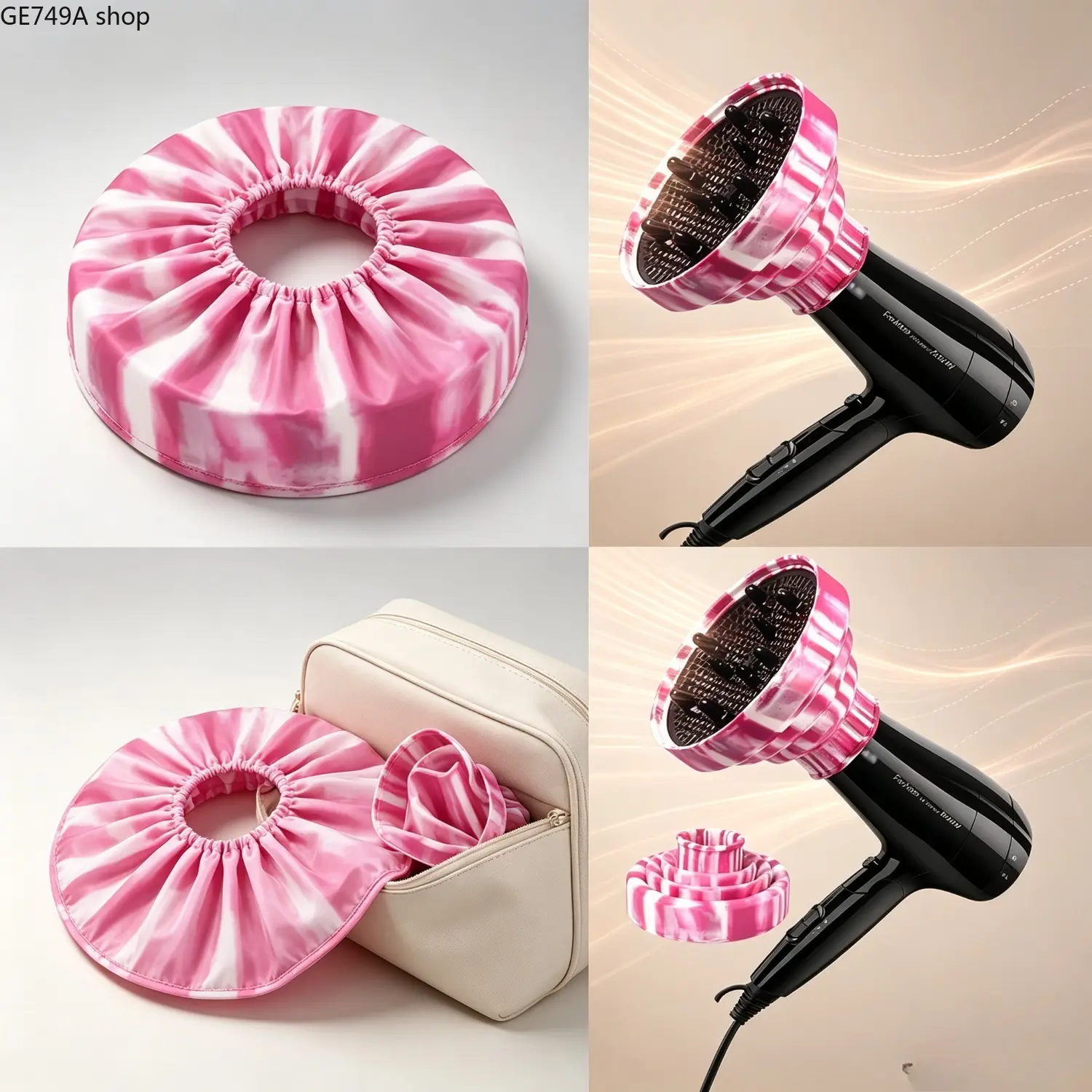 Universal Hair Dryer Diffuser Attachment, Portable Foldable Silicone Blow Dryer Nozzle for Curly-Wavy Hair, Even Heat Distribution, Frizz Control, Travel-Friendly Salon Styling Tool, Traveling Gadgets