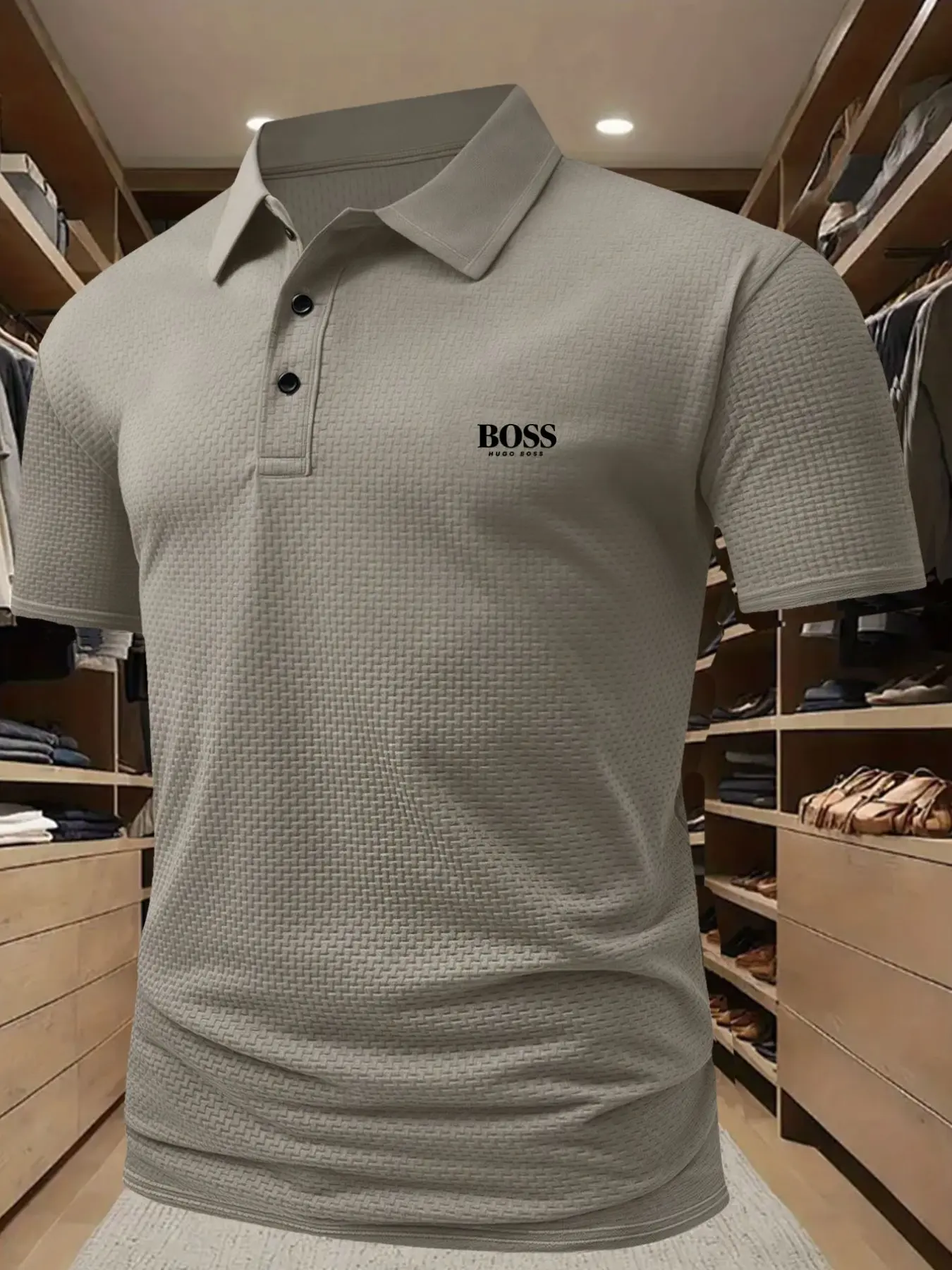 Hu Gou Boss Golf Course Men's Polo Professional Quick Drying Elite Social Robe Men's Ice Feel Quick Drying Polo Shirt Polyester Spandex Blended Summer Moisture wicking