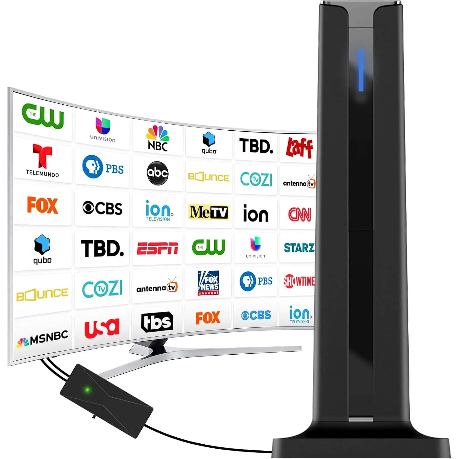Indoor Digital TV Antenna with Signal Amp for Smart TV, 3M Stick Base