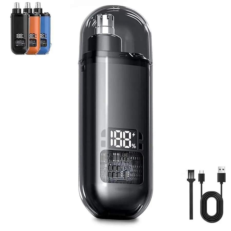 Rechargeable Nose Hair Trimmer for Men - IPX7 Waterproof, Dual Edge Blades, LED Display, Cordless Quiet, USB Rechargeable, Portable Painless Eyebrow Facial Hair Shaver, Easy Cleaning (Indoor Recreation Use), Cordless Quiet Trimmer, Usb Rechargeable Trimme