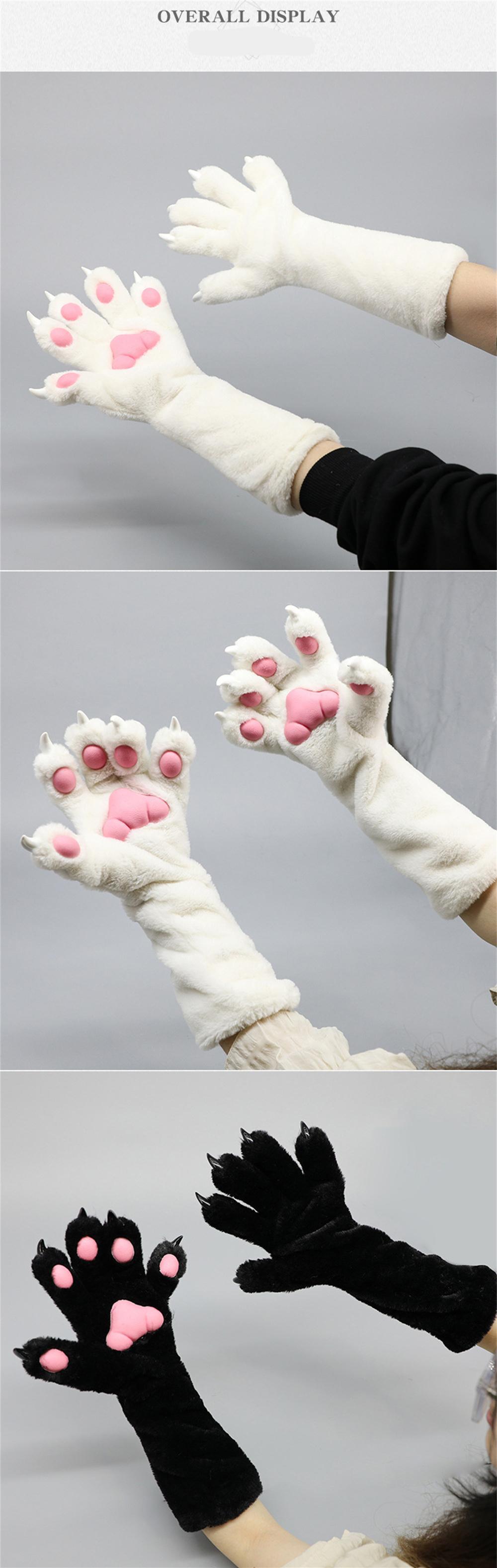 6 Colors Girls Women Cat Paws Gloves Anime Plush Cosplay Accessories Comic-con Stage Show Party Fursuit Mittens Furry Kig Claw