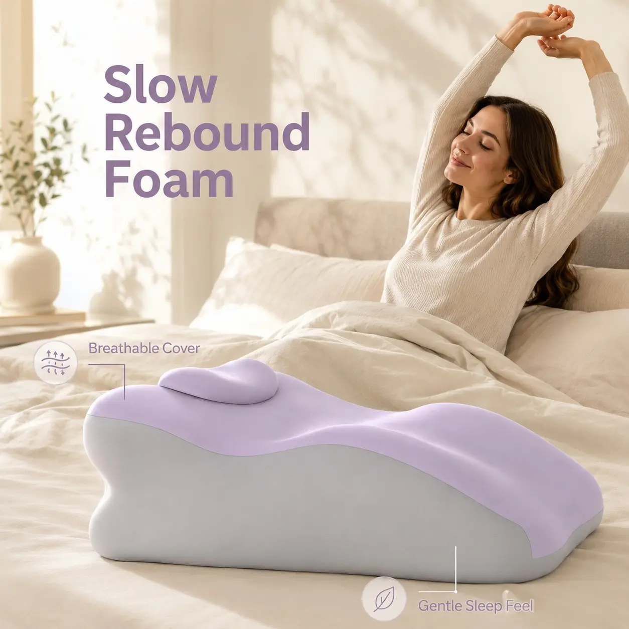 High Resilience Memory Foam Pillow, Ergonomic Design for Side, Back, Stomach Sleep, Durable and Comfortable, Soft Touch, Xdxz-03