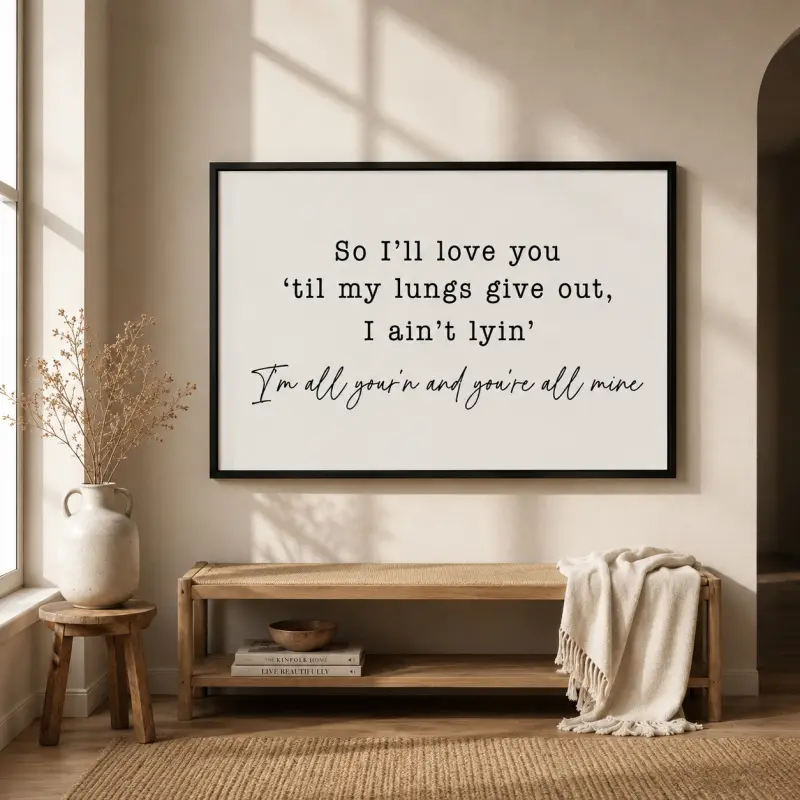 So I’ll Love You Til My Lungs Give Out Poster, Farmhouse Western Wall Art, Love Gift, Romantic Wall Decor, Couple Gift, Bedroom Decor