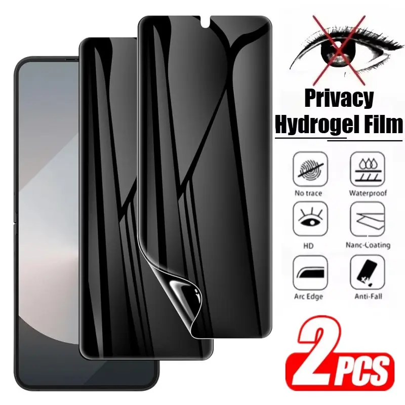 2 Pack Anti Spy Privacy Screen Protector for Galaxy Z Flip 7/6/5 5g, 999D Hydrogel Film, Bubble Free, Anti-Scratch, Soft Film