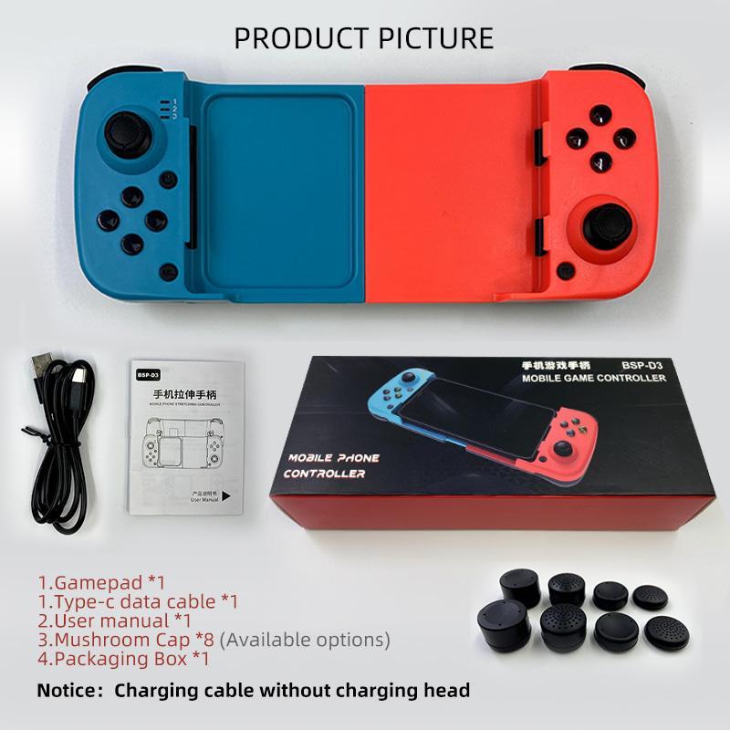 BSP-D3 Gamepad, Bluetooth-compatible Gaming Controller, Dual Joystick, Stretchable Joystick for iOS/Android/PC/PS4, Portable Console Accessories