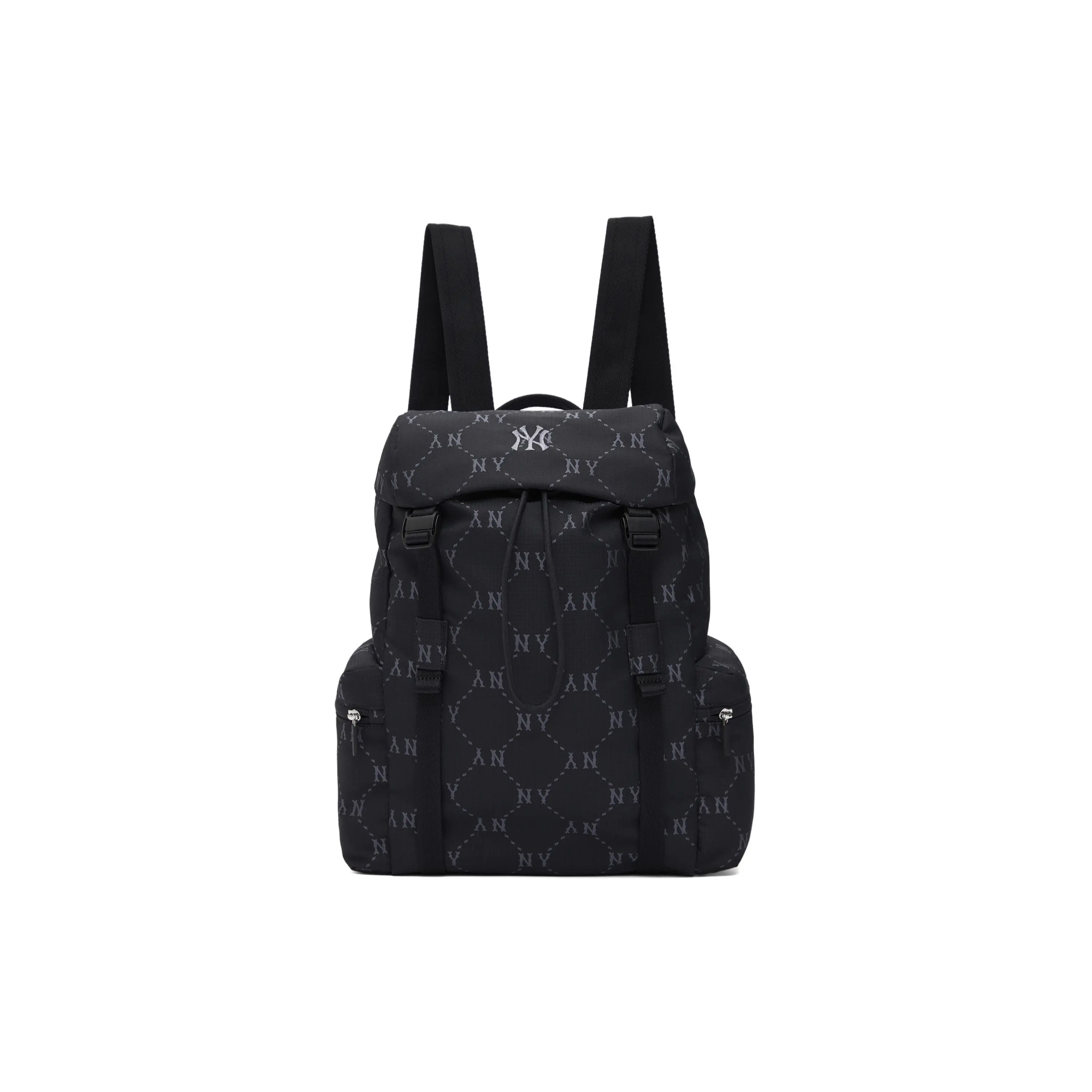 MLB 25SS New York Yankees Monogram Print Lightweight Outdoor Backpack for Men and Women – Travel, Hiking, Cycling, and School Use – Black