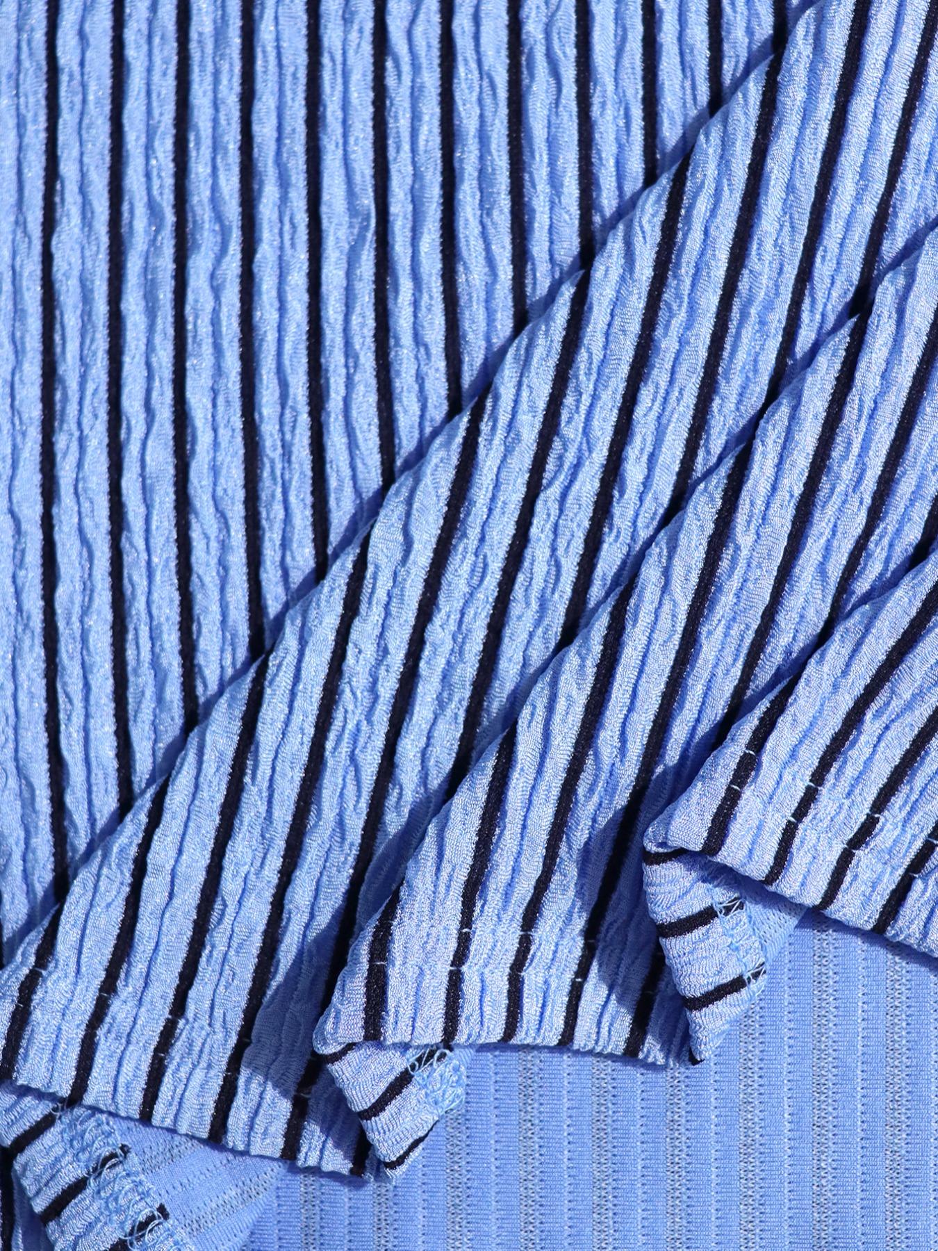 Women's Sexy Asymmetrical One-Shoulder Striped Two-Piece Set, High-Waist Tie Slim Fit Long Dress Summer Vacation