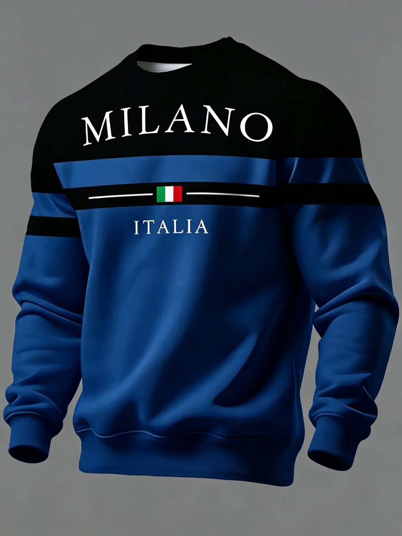 Men's Casual Retro Pullover Sweatshirt, Colorblock Letter Print Round Neck Long Sleeve, Trendy Streetwear for Daily Wear, Slim-Fitting Top
