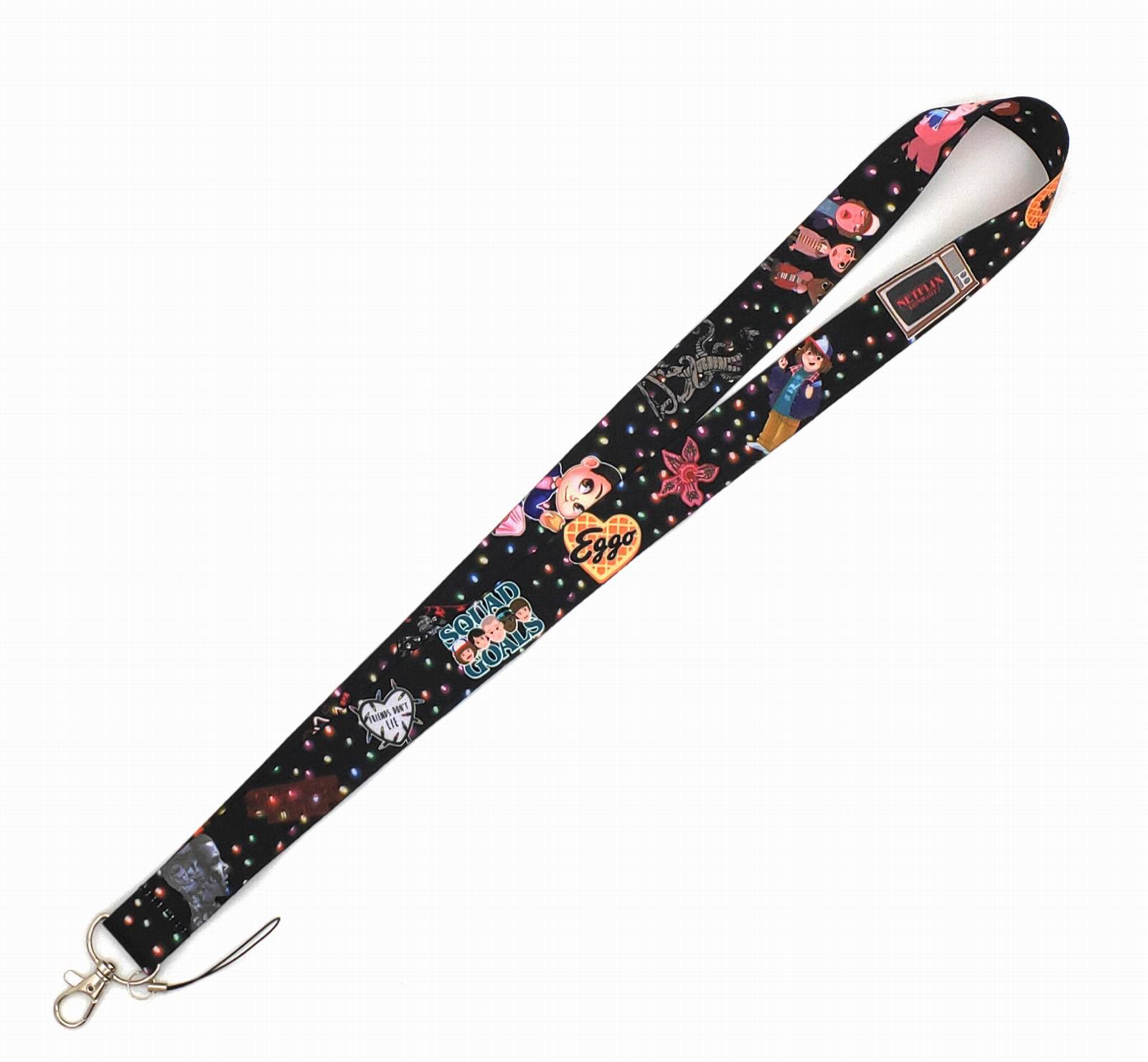 Stranger Things Anime Cartoon Long Lanyard Card Holder Neck Strap Phone Lanyard with Metal Hooks and Printed Ropes for Hanging Phones and ID Cards - Ribbon