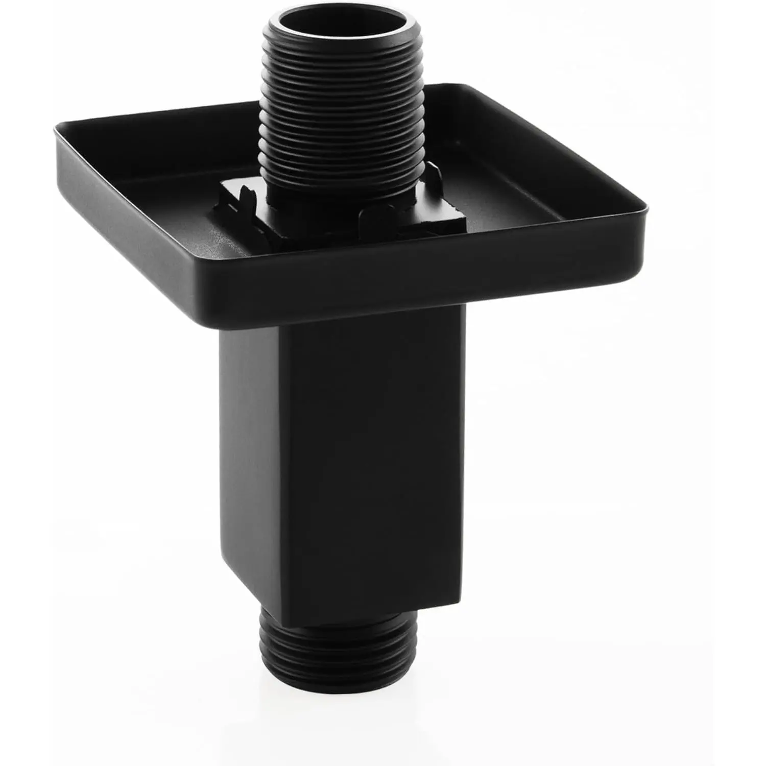 Straight Ceiling Mount Shower Arm with Flange, 3 Inch Square Shower Arm for Fixed Rainfall Shower Head, High Pressure Shower Head Arm Replacement, Matte Black