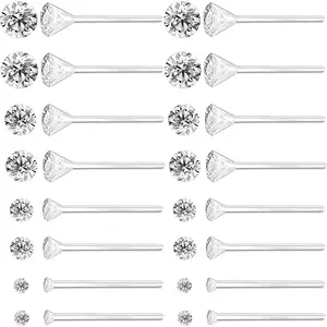 8 Pairs Anti Allergy Plastic Earrings for Sensitive Ears, Include 8 Pairs Silicone Soft earring backs, Plastic Post Earrings for Women, Birthstone Cubic Zirconia Stud Earrings Kit 2mm 3mm 4mm 5mm in one SetGift.