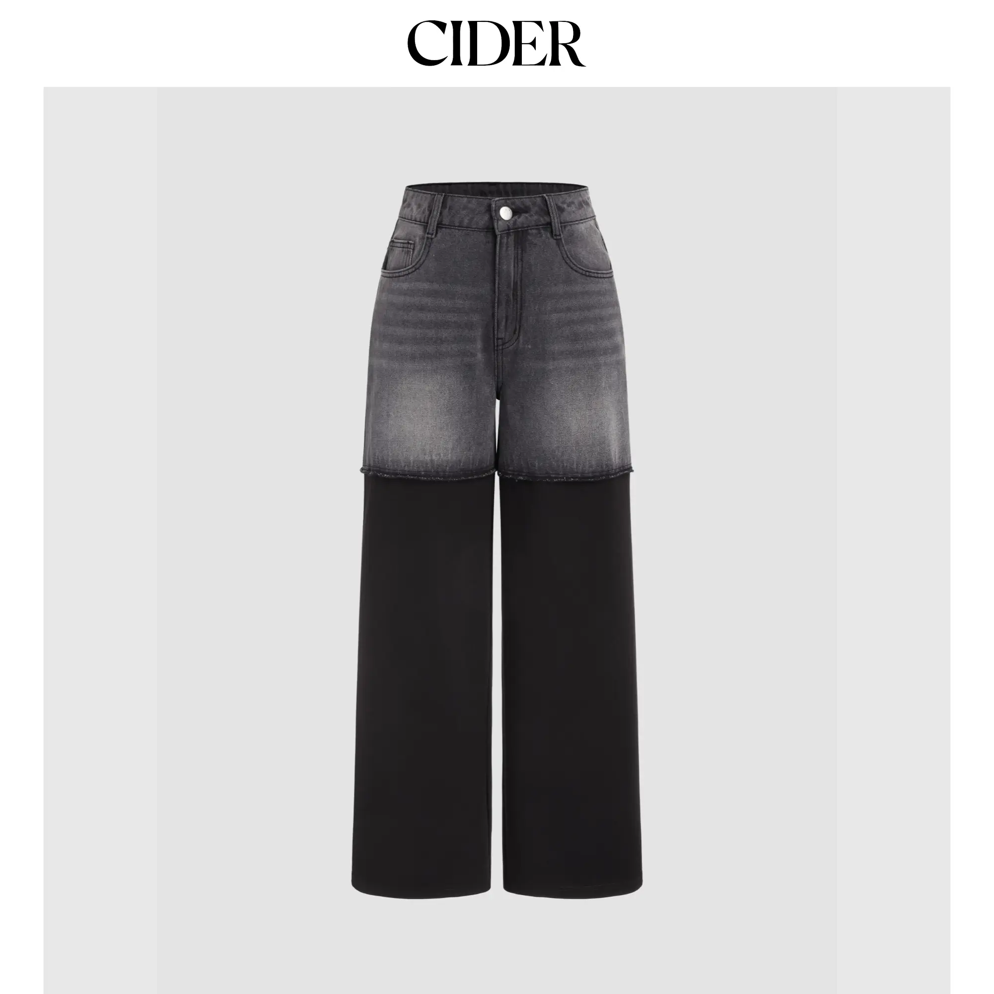 Cider [size 0-10] Cider Denim Mid Rise Two Tone Patched Straight Leg Jeans
