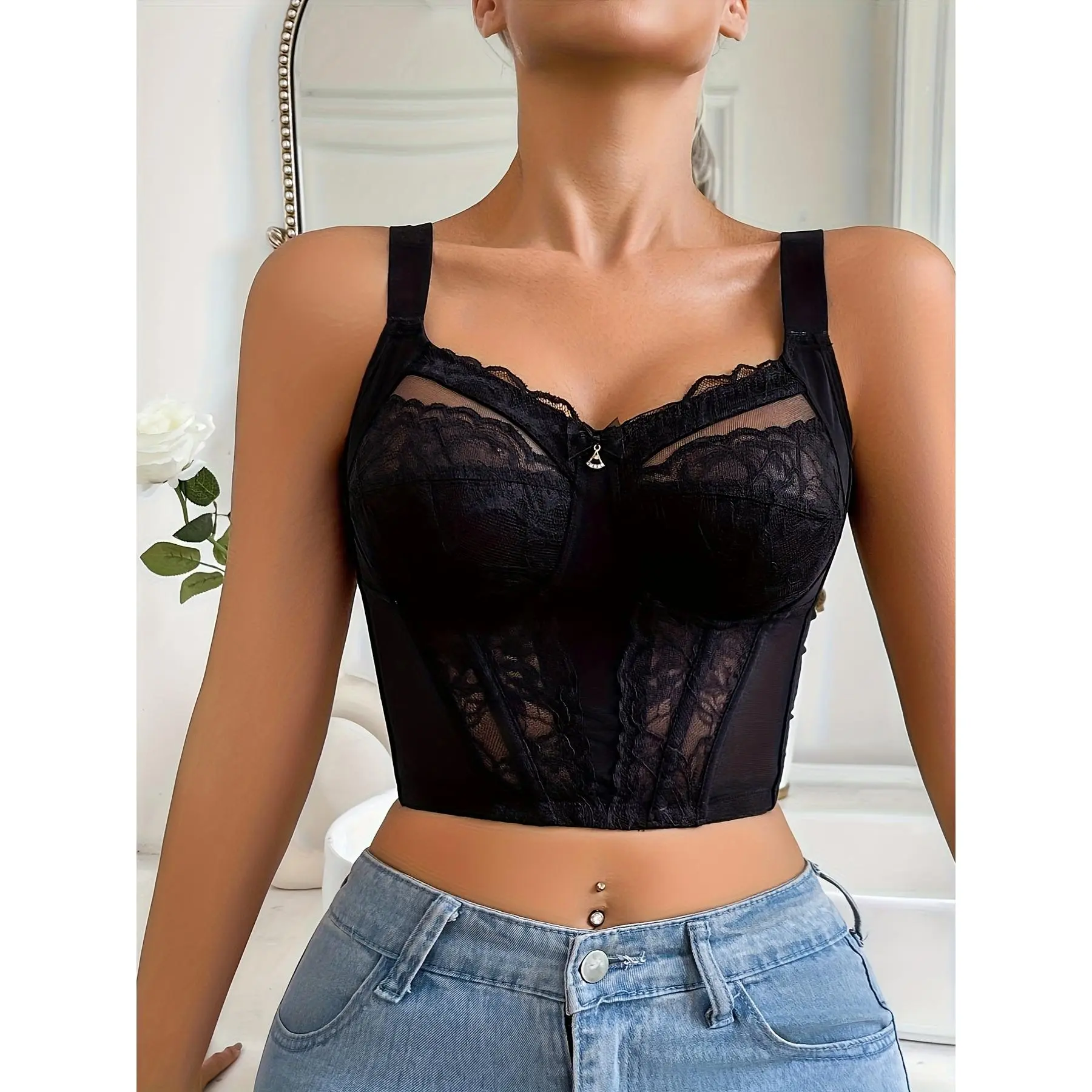 Women'S Plus Size Large Bust Minimizer Bra Full Coverage Bra Thin Cup Thin Style Nine-Row Buckle Corset Shapewear