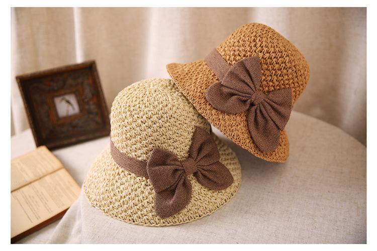 Summer Straw Hat, Multifunctional Vintage Woven Handmade Straw Hat, Foldable And Versatile Sun Protection Hat, With Pleated Bow, Breathable Travel Beach Hat