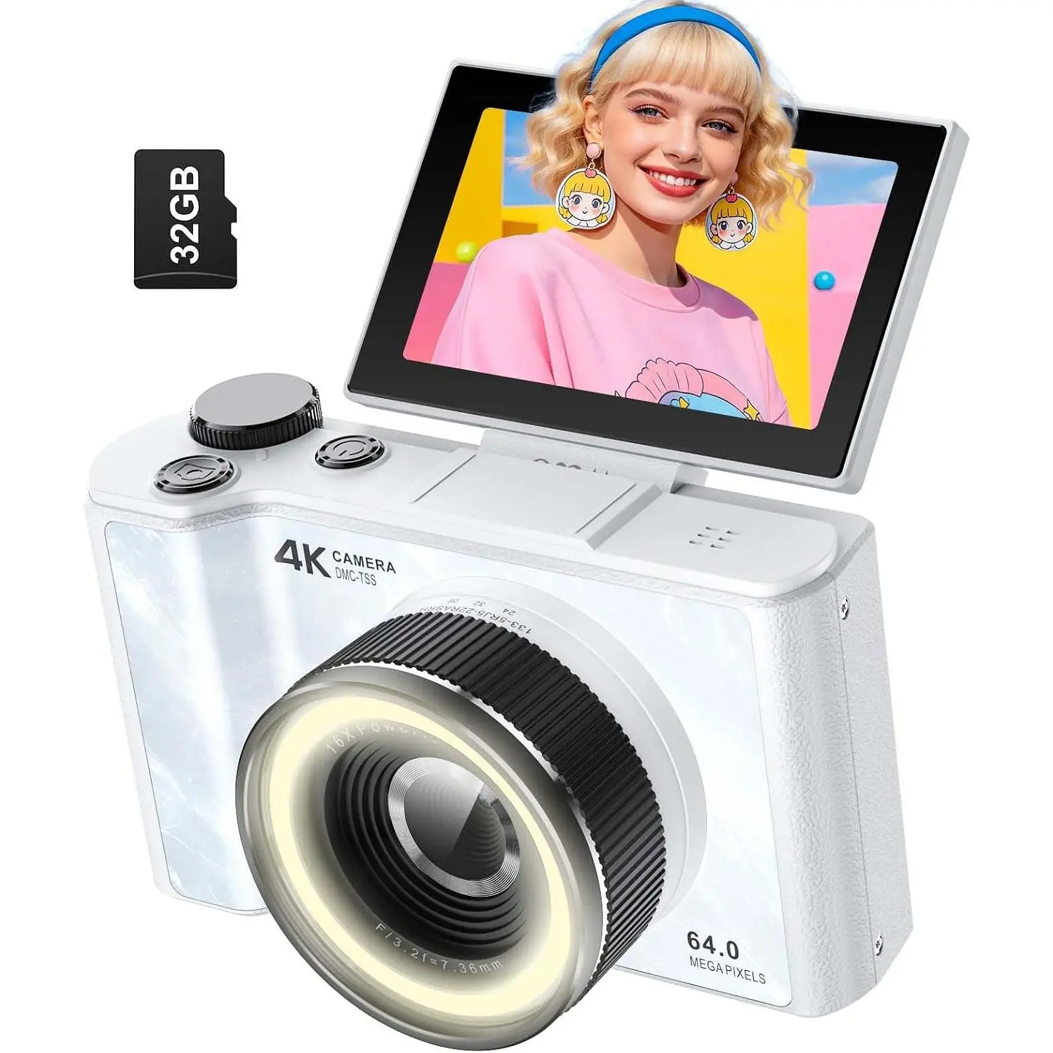 4K Digital Camera  Phtgraphy,Flip Screen Digital Camera