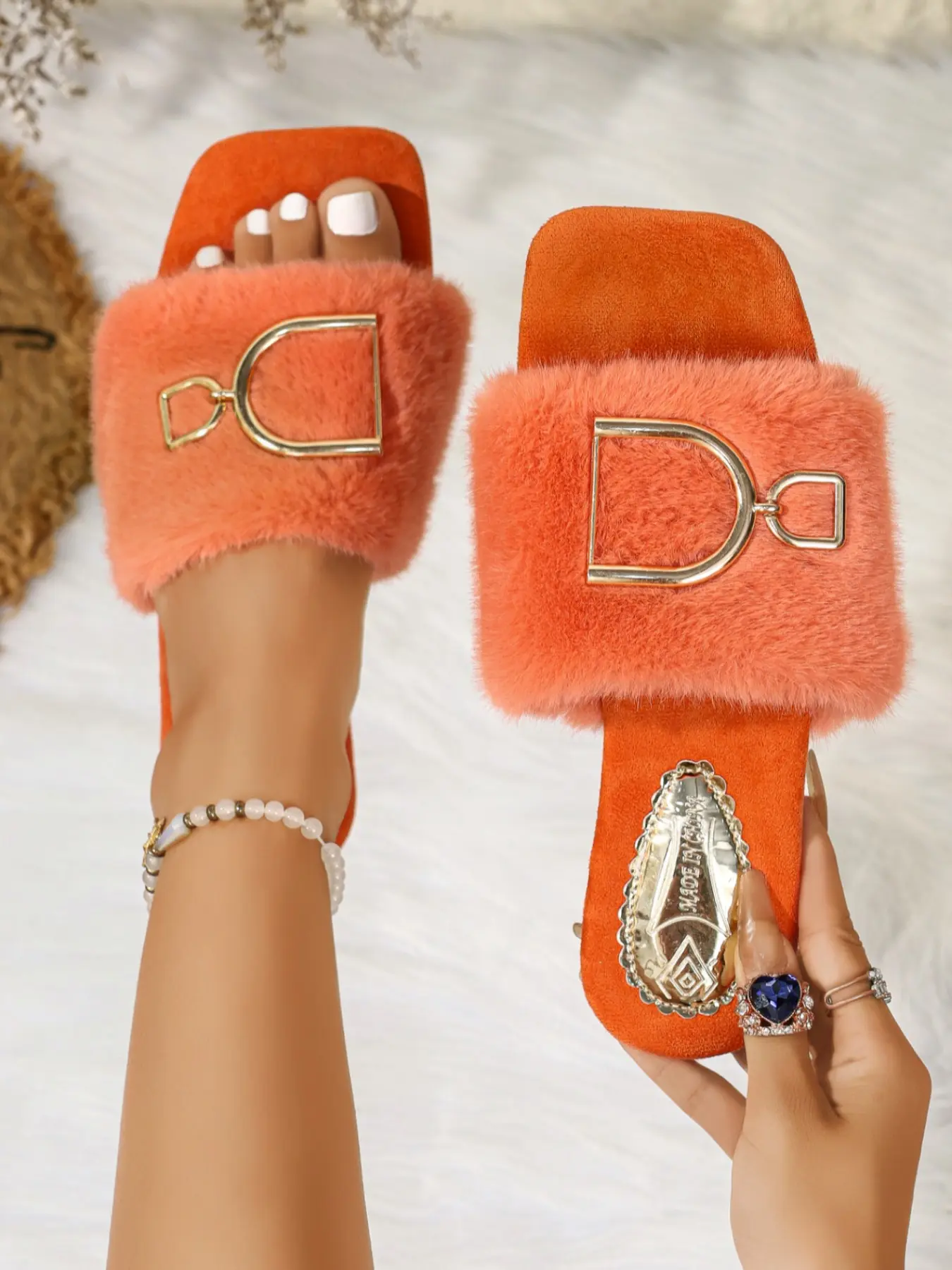 Women's Soft Plush Slippers, Cute Round Toe Non-Slip Home Shoes, Textile Upper Rubber Sole, All-Seasons Fashion Footwear