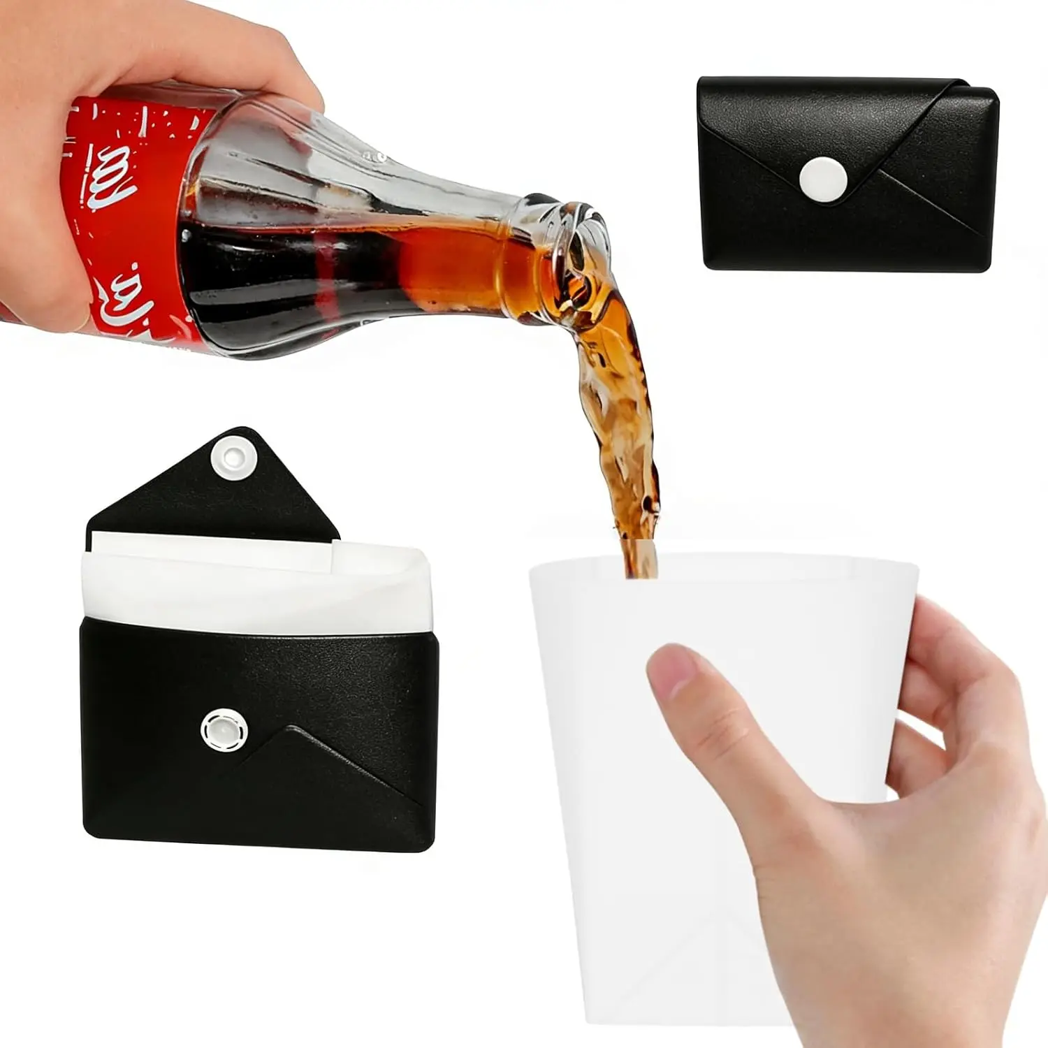 Collapsible Travel Cup, Foldable Water Cup with Card Bag - Portable Leak-Proof  Mug for Camping, Hiking,  (black)