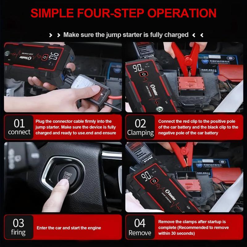 Soulor CY20 Plus-20000mAh Jump Starter & Power Bank 12V Booster with LED Flashlight EVA Bag for Cars SUVs Motorcycles Trucks Boats