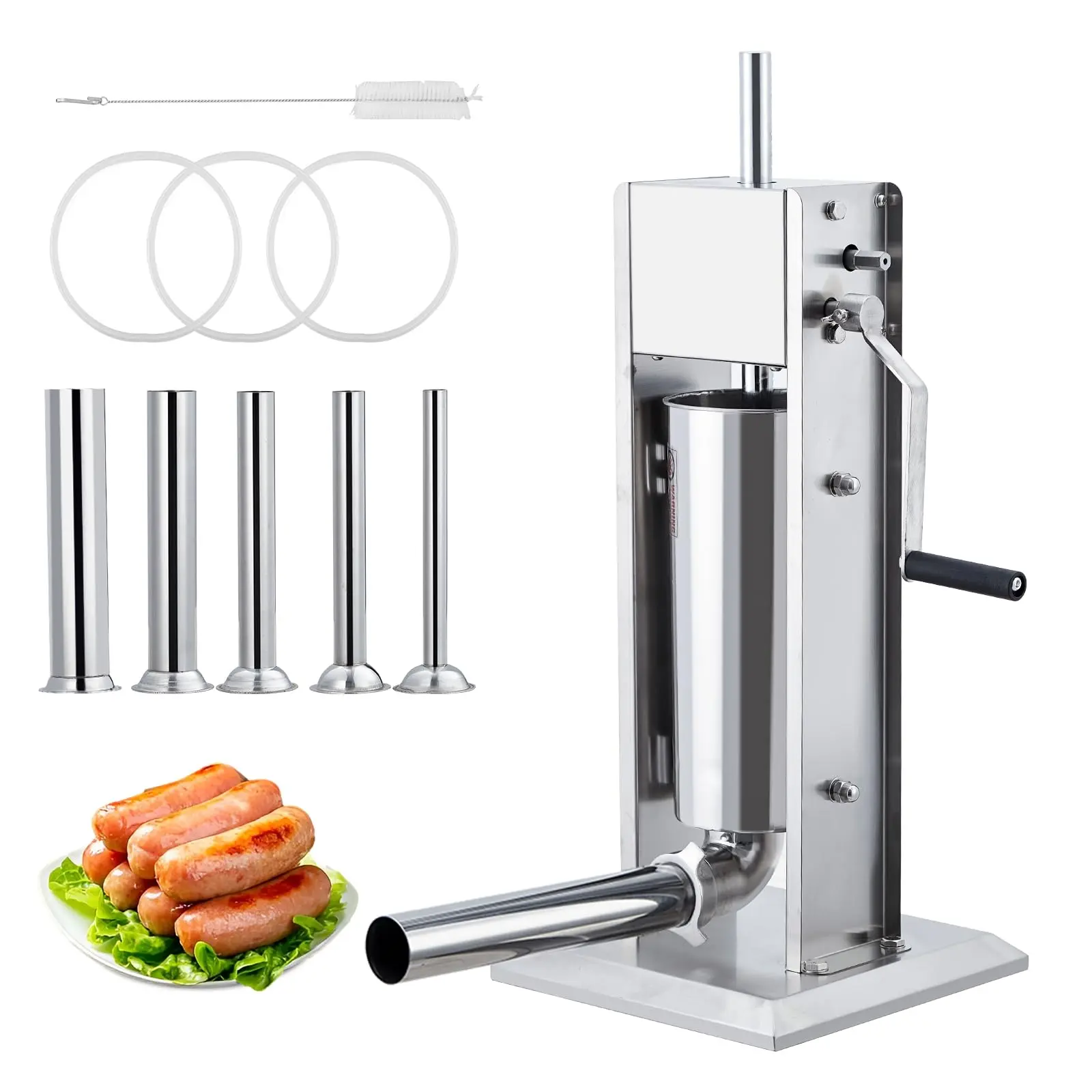 22LB Heavy-Duty Sausage Maker Machine – 10L Tank, Dual Speed, 5 Stuffing Tubes, Stainless Steel, Perfect for Home or Commercial Kitchens