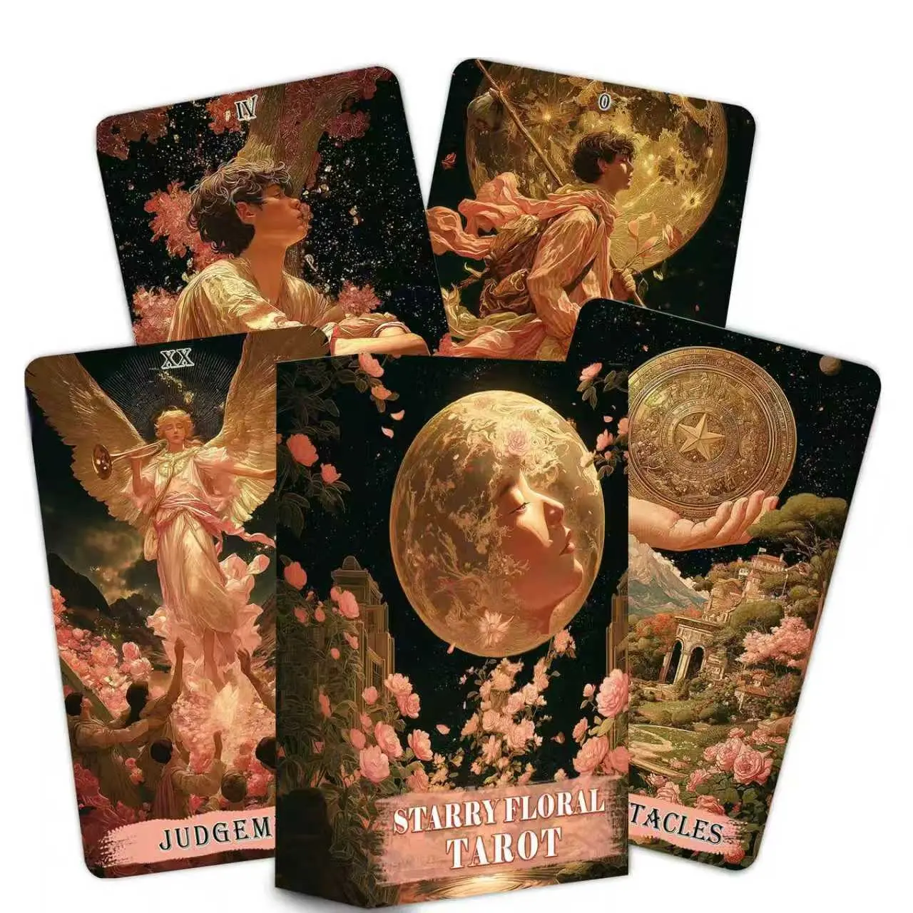 Starry Floral Tarot Deck with Guidebook, 78 Rider Waite Inspired Tarot Cards, Cosmic Flower Tarot for Intuitive Readings, Journaling & Spiritual Guidance