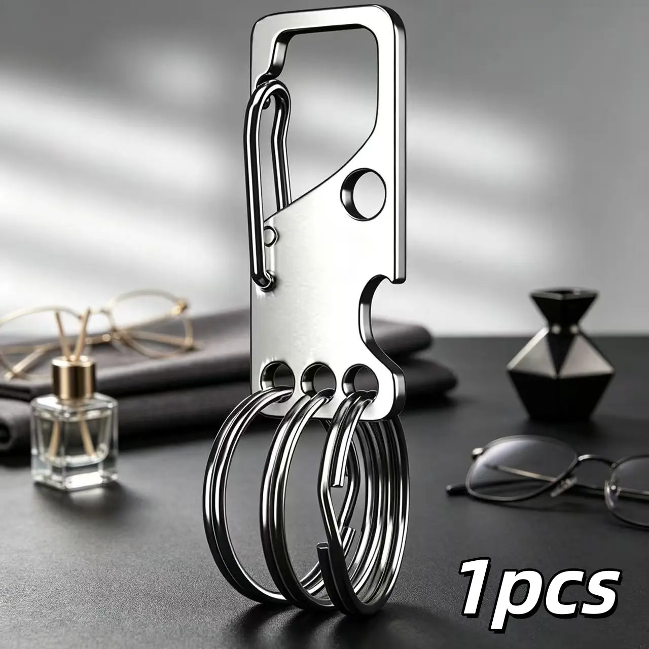 1 piece 304 stainless steel keychain - men's simple car keychain, durable waist-mounted lock ring, small stainless steel pendant for carrying around.
