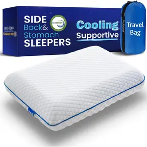 Cooling Gel Pillows for Sleeping Standard Size, Bamboo Rayon Bed Pillow for Back Side Sleeper, Medium Firm Contoured for Neck Shoulder Pain Relief, Washable Breathable Dorm Twin XL