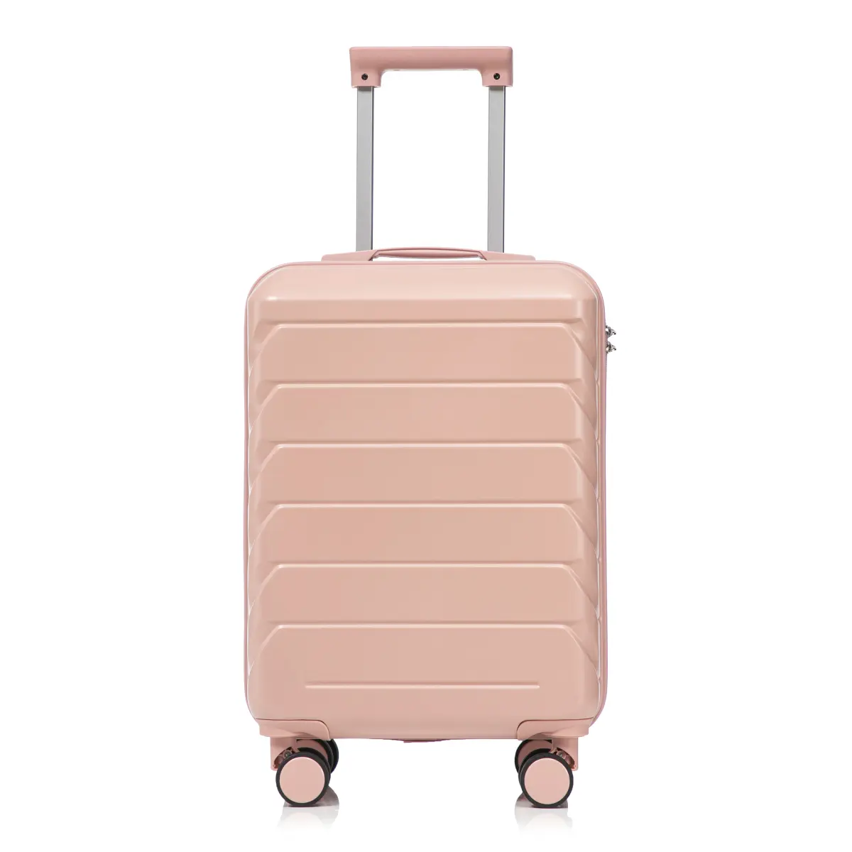 20 Inch Luggage Carry on Suitcase ABS Hard Shell Travel Checked Luggage, Scratch Resistant Surface Four Multi-Directional Wheels,  With Combination Lock. Pink