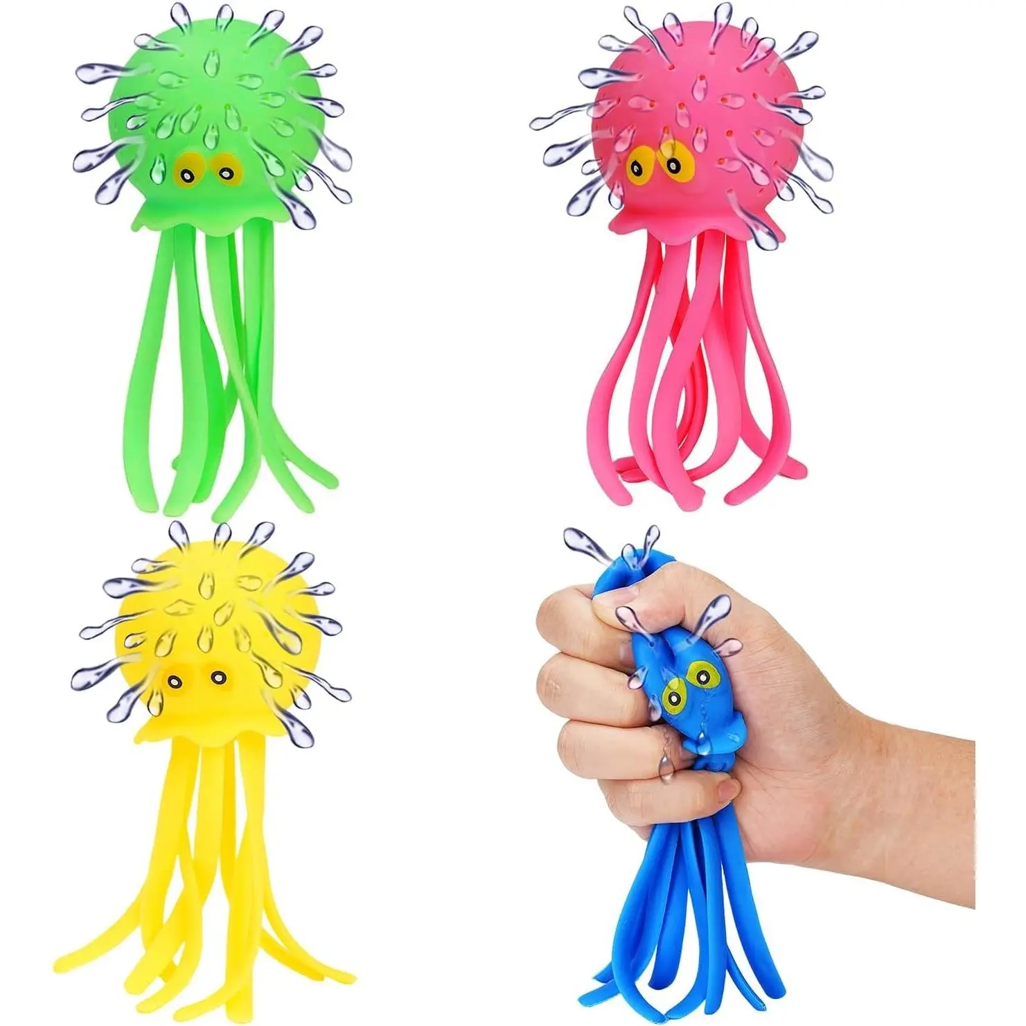 Unisex All-Seasons 4-Pcs Octopus-Shape Water Play Balls, Reusable Sensory Stress Relief Floating Toys for Bath Pool, Easter Christmas Goodie Bag Fillers for Toddler Kids Gifts