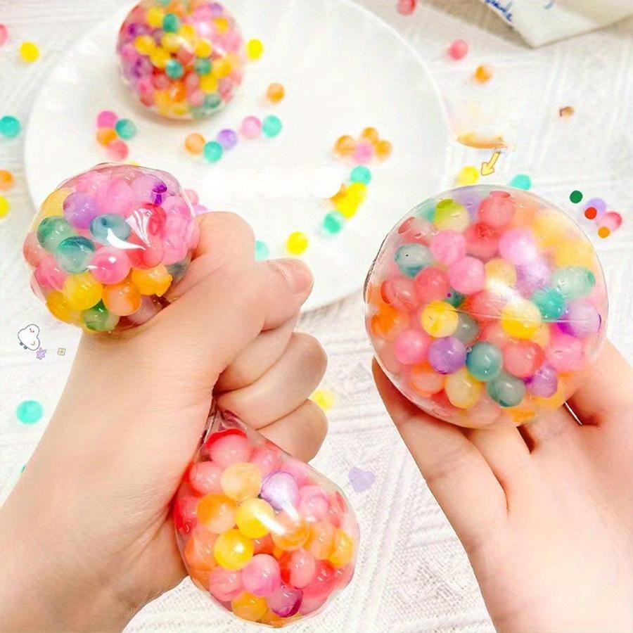 a2025Random Color Colorful Beads Squishy Sensory Stress Ball, 1 Count/30pcs Round Rubber Decompressing Toy Ball, Stress Relief Toys for Teenager & Adults, Party Gift Ideas