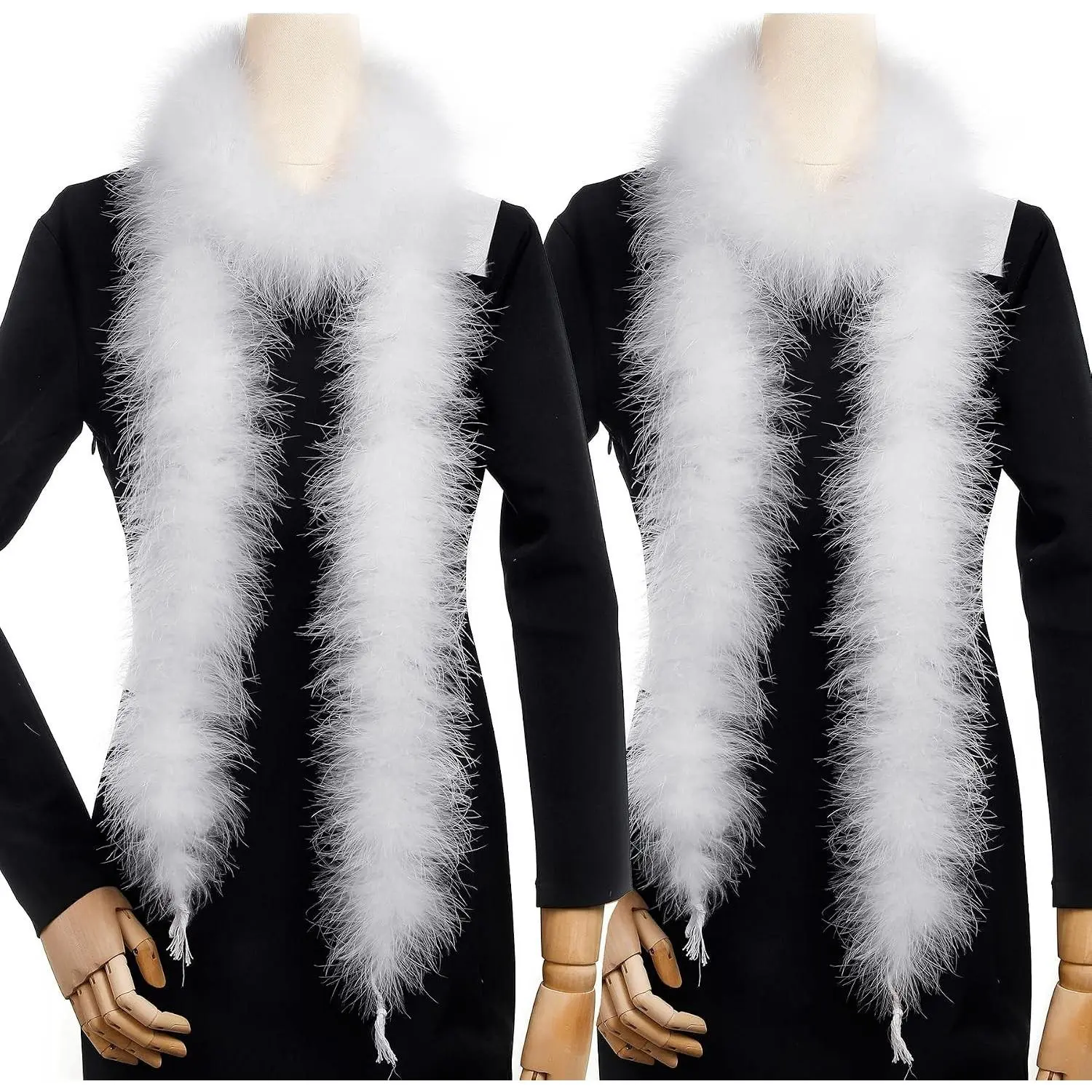 White Marabou Feather Boas - 2 Pcs 25g 2 Yards Feather Boa for DIY Clothing, Home Wedding Party and Christmas Decoration (White)