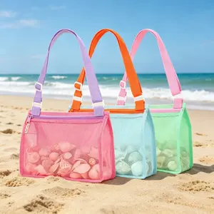 Drying Mesh Tote Bags, Sand-Free Storage for Shells & Sand Toys, Ideal Beach Accessories for Boys and Girls