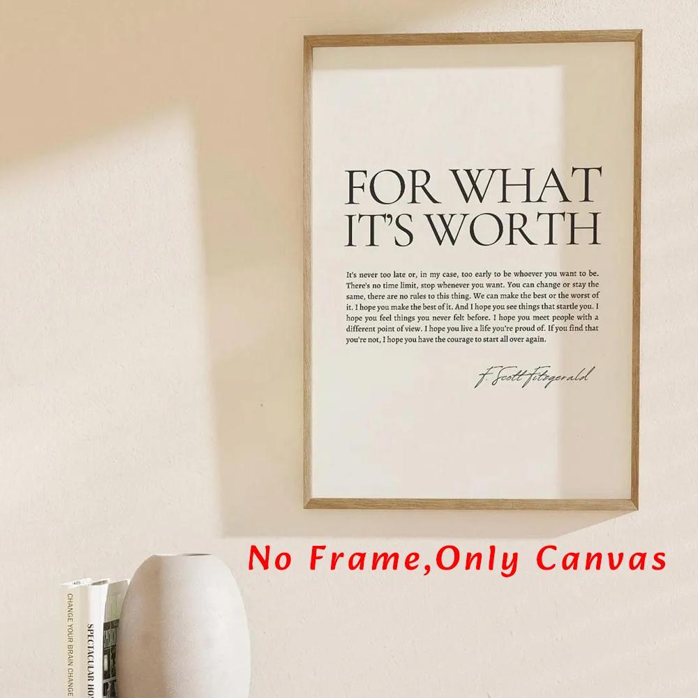 F. Scott Fitzgerald Inspirational Quote Unframed Painting, Canvas Wall Art, Wall Art Decoration, Wall Decor for Home Living Room Bedroom Study Room, Quote Prints, Poster