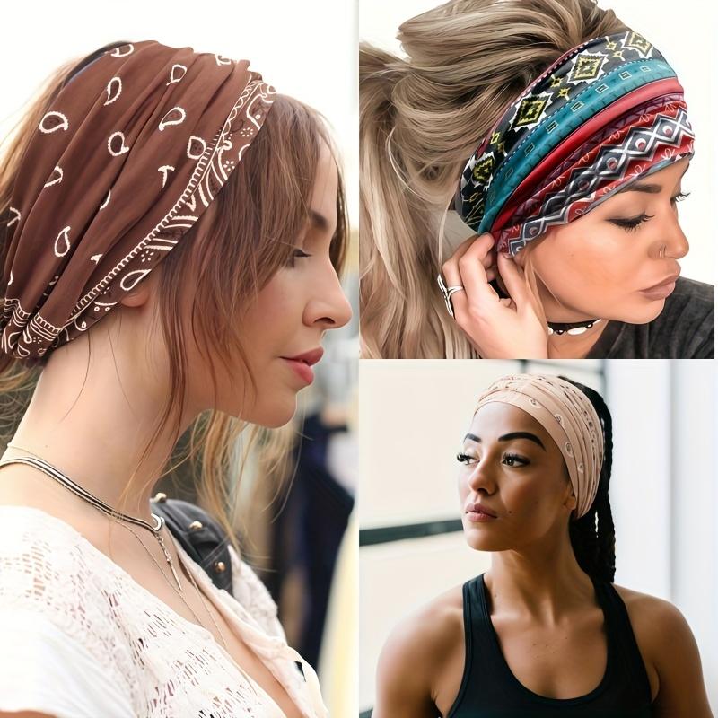 8pcs/Set Wide Floral Turban Headbands for Women/Men, Vintage Wrap for Sports, Workout.Soft Headbands-Fashion Elastic Hair Masks, Luxury Gift Hair Sweatbands.Non-Slip Knotting for Running Sports, Yoga Turban Hair Bands Hair Accessories for Daily Use