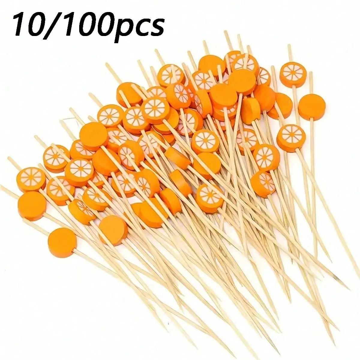 10/100 Fruit Skewers, Fresh Cute Bamboo Sticks with Vibrant Slices, Perfect for Party Decorations, Weddings, Birthdays