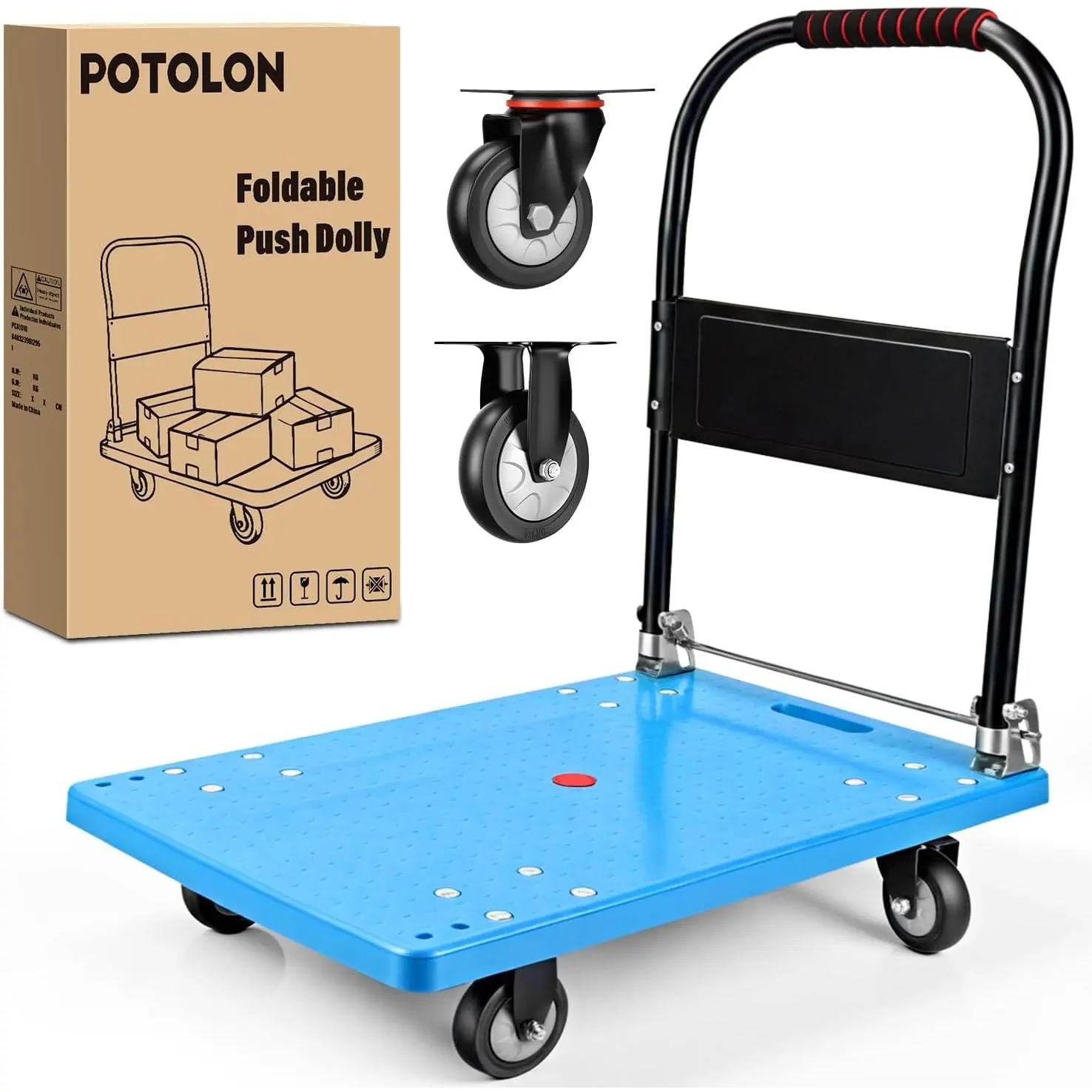 Nilight Platform Cart 880 lbs Heavy Duty Push Cart Dolly with 5 Inch TPR Wheels 36 x 24 Inch PP Deck Flatbed Cart Platform Truck for Home Garage Warehouse Use Black