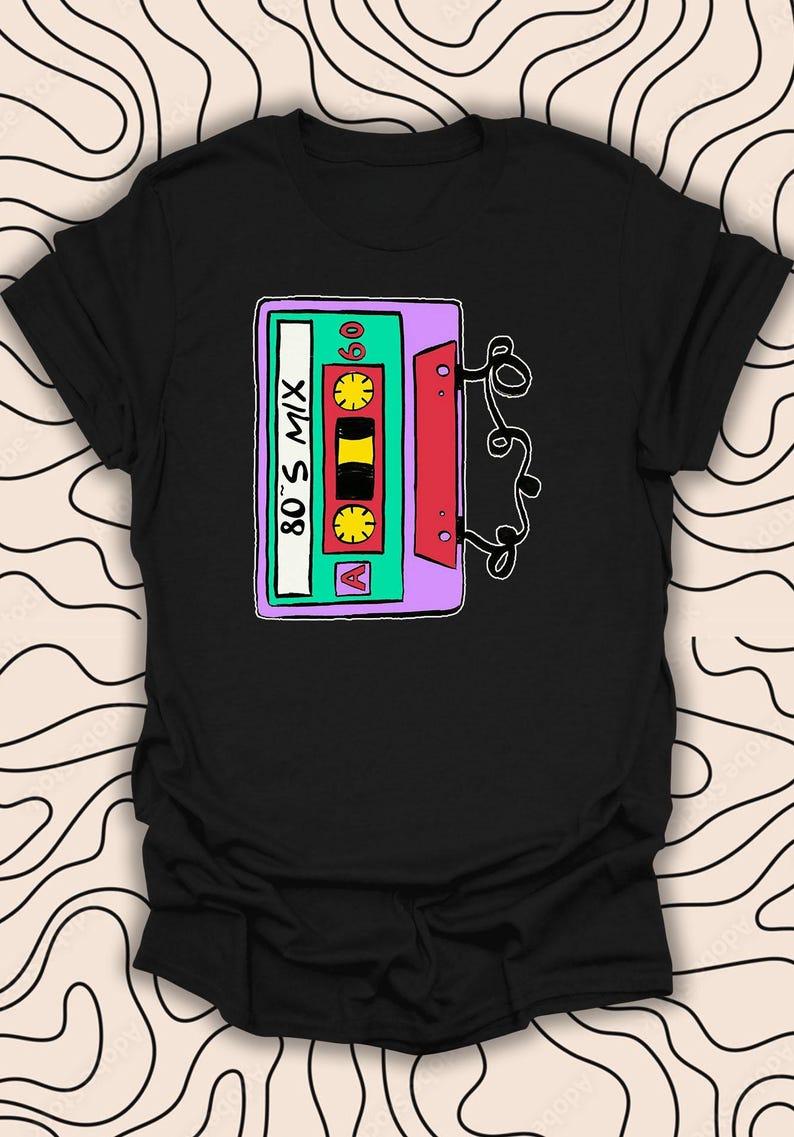 Retro Cassette 80's Mix Tape Graphic Tee, Vintage Throwback Music Design, Comfortable Unisex Fit for Men & Women, All‑Season Wear, Perfect Gift for Music Lovers
