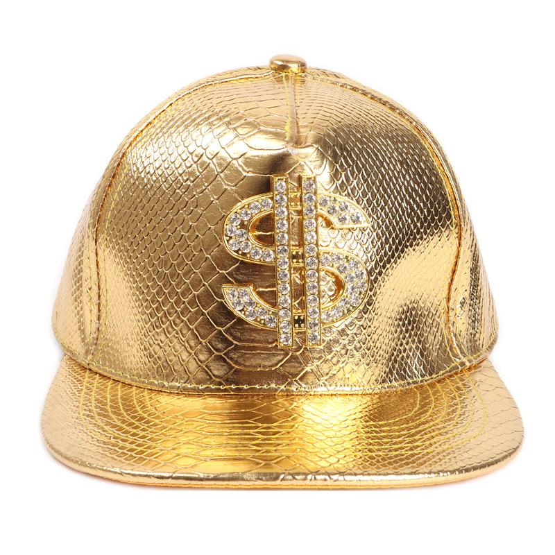 2026 New European and American Style Leather Hip-Hop Flat-Brim Hat with Dollar Dot Rhinestones and Crocodile Pattern, Sports Outdoor Baseball Cap for Men and Women, Street Fashion Hip-Hop Hat, Unisex adjustable unisex hat