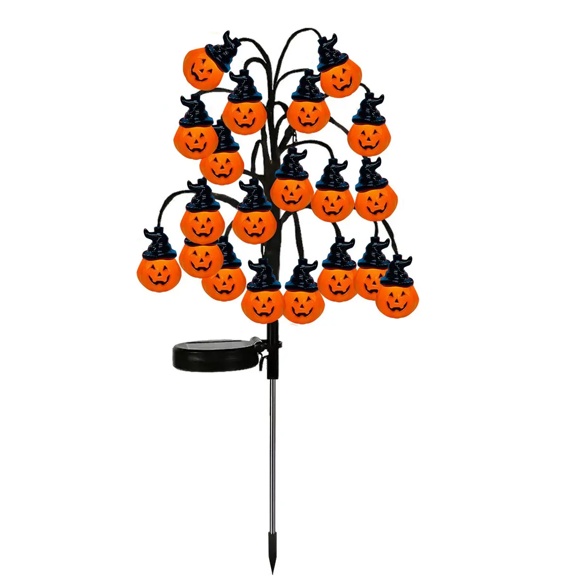 New LED Solar Halloween Pumpkin Branch Stake Lights, IP65 Waterproof Outdoor Ground Plug Landscape Lights for Yard Lawn Garden Patio Halloween Festival Party Spooky Decor, Holiday Decoration Lights, Party Decoration Supplies